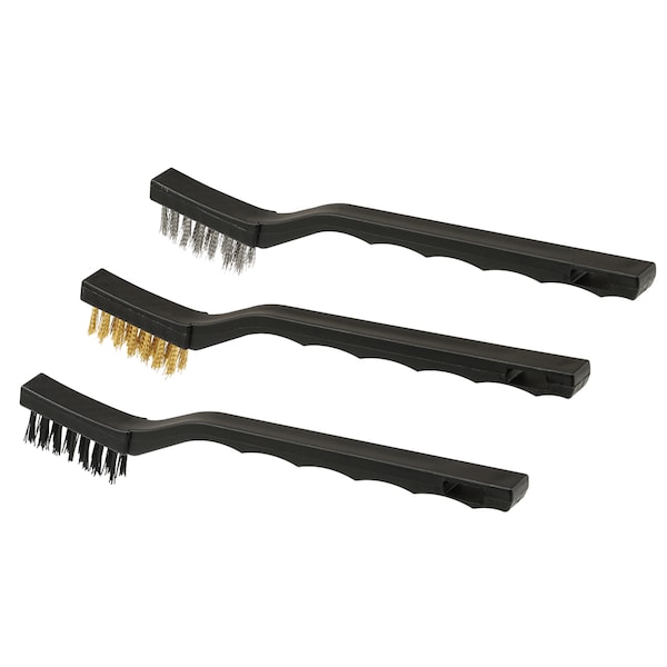 Set de cepillos de alambre Prime-Line, acero, latón y nylon 3 piezas - RP77250