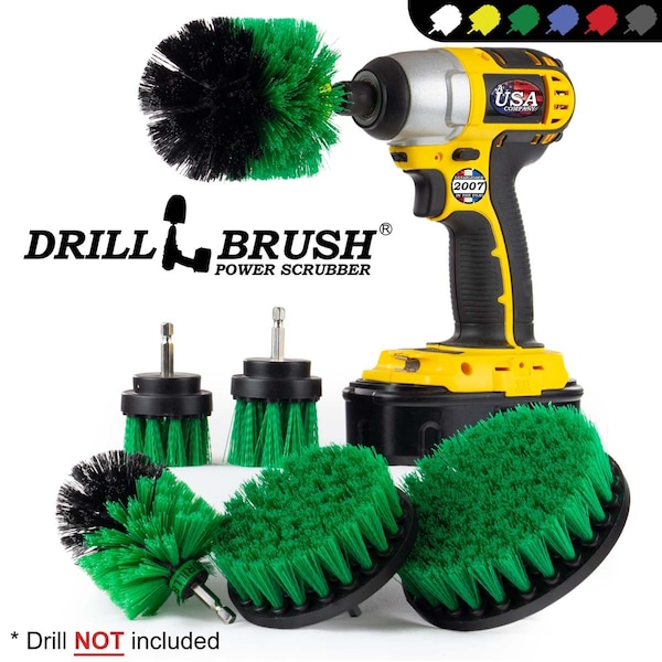 Cepillo Perforador Power Scrubber de Useful Products 5 pulgadas de ancho 7 pulgadas de largo, color verde - G-542OMS-2L-QC-DB