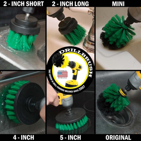 Cepillo Perforador Power Scrubber de Useful Products 5 pulgadas de ancho 7 pulgadas de largo, color verde - G-542OMS-2L-QC-DB