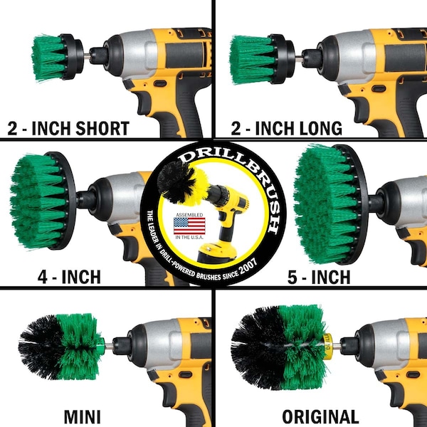 Cepillo Perforador Power Scrubber de Useful Products 5 pulgadas de ancho 7 pulgadas de largo, color verde - G-542OMS-2L-QC-DB