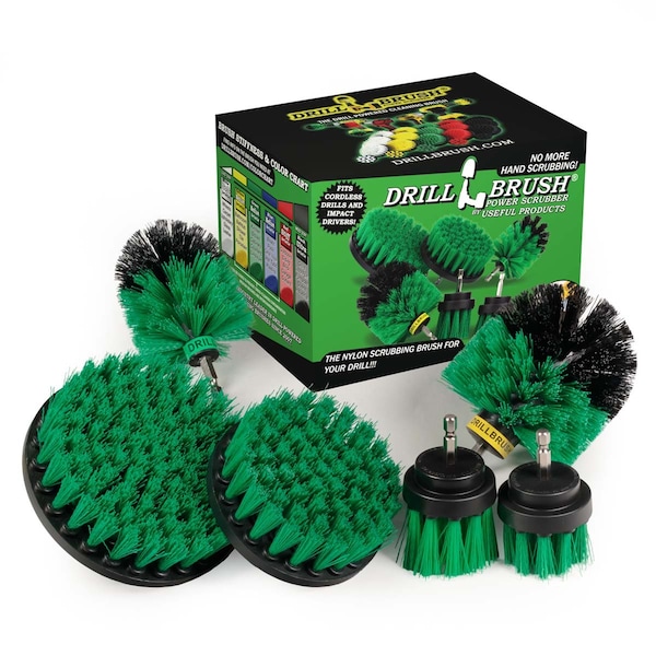 Cepillo Perforador Power Scrubber de Useful Products 5 pulgadas de ancho 7 pulgadas de largo, color verde - G-542OMS-2L-QC-DB