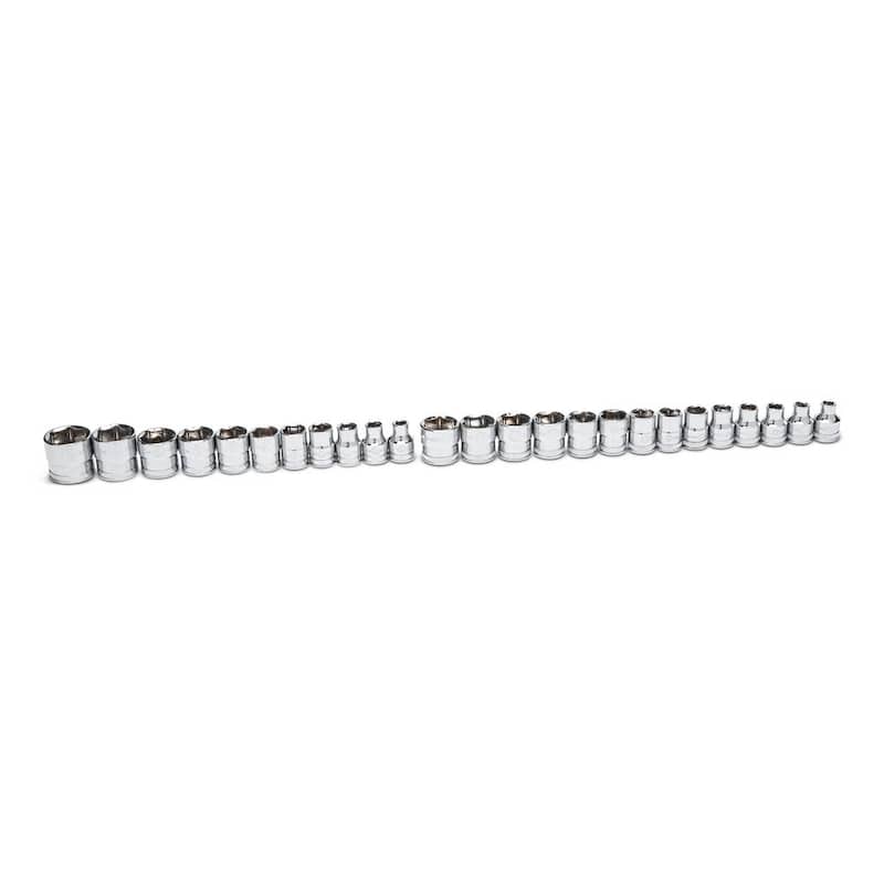 Juego de herramientas mecánicas GEARWRENCH de 3/8 pulgadas de accionamiento con 90 dientes, puntas de 6 puntos estándar y profundo en medidas SAE/Métricas (58 piezas) - 85868.