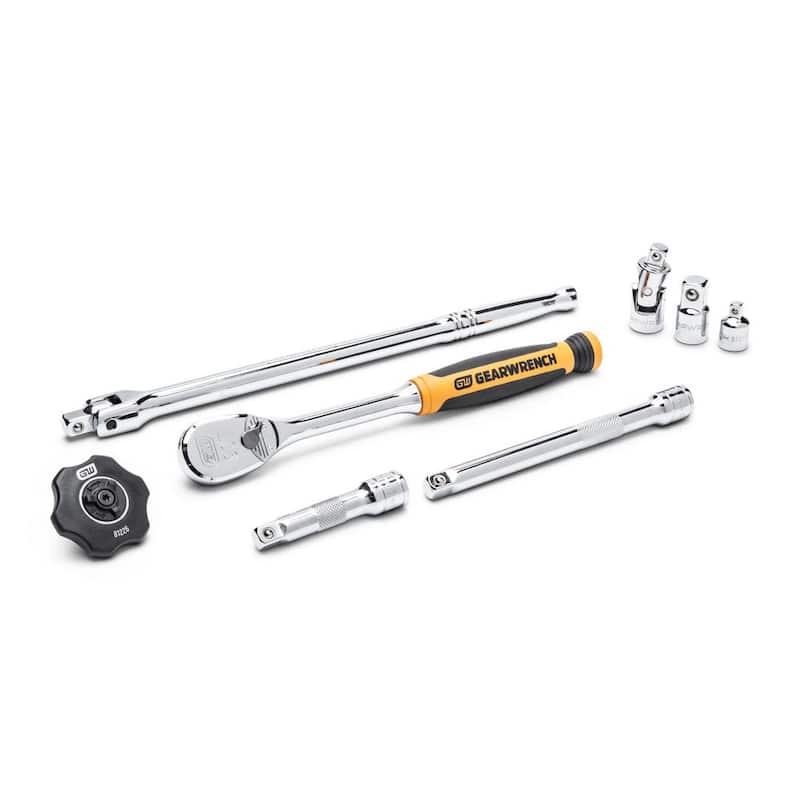 Juego de herramientas mecánicas GEARWRENCH de 3/8 pulgadas de accionamiento con 90 dientes, puntas de 6 puntos estándar y profundo en medidas SAE/Métricas (58 piezas) - 85868.