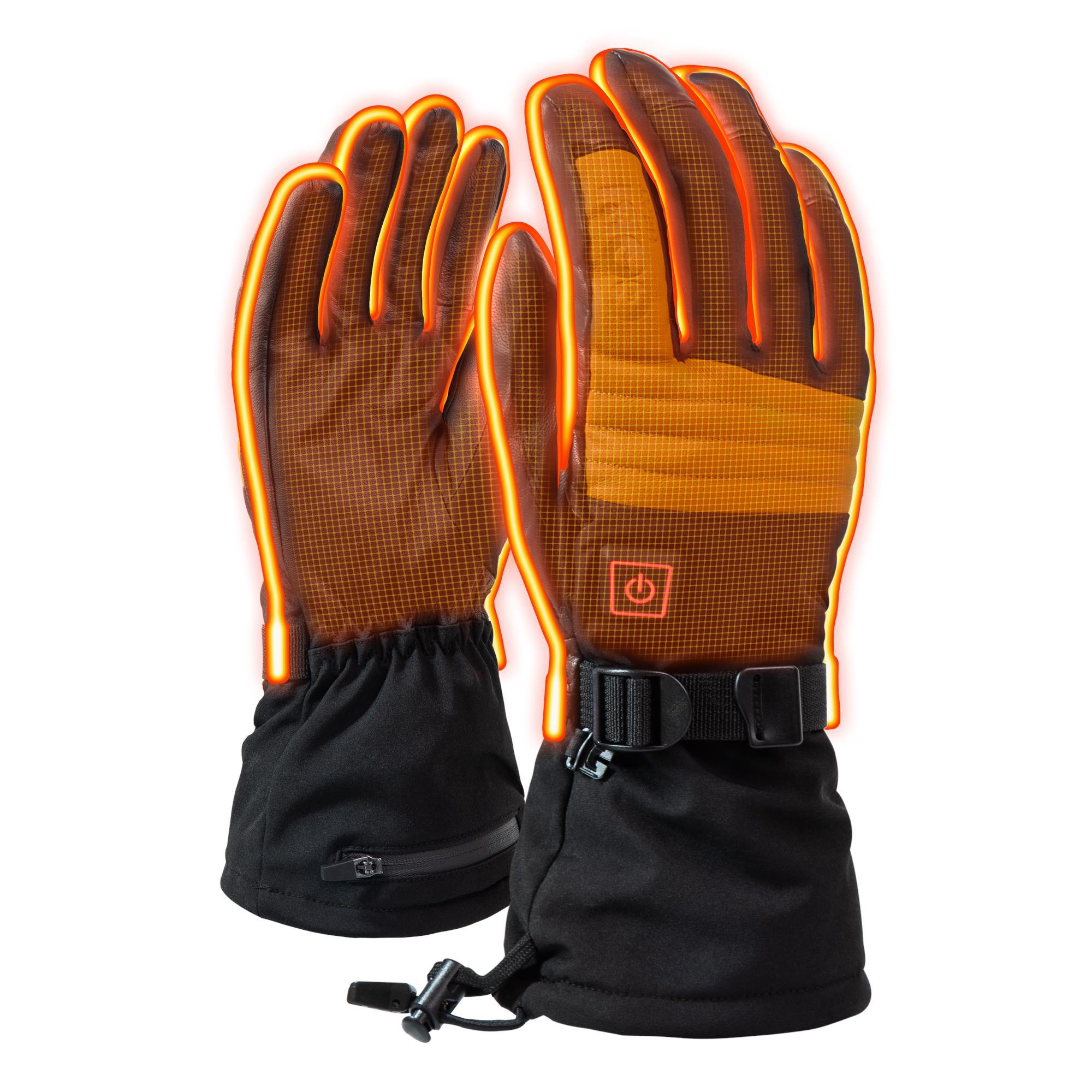 Guantes para clima frío de cuero negro grande Gobi Heat VE-OG-L