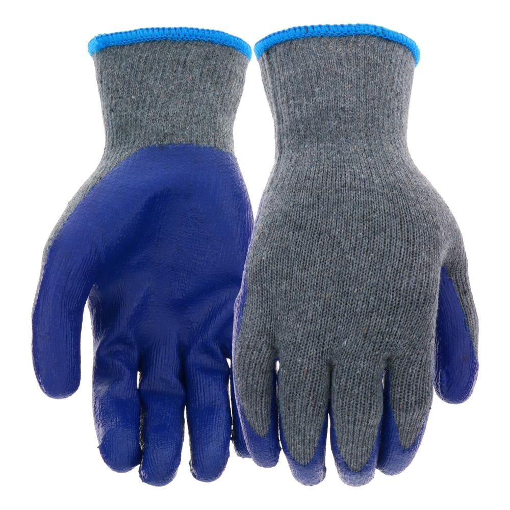 Guantes de construcción de poli/algodón grande azul con recubrimiento de látex Project Source 8 pares LW30602-L8P