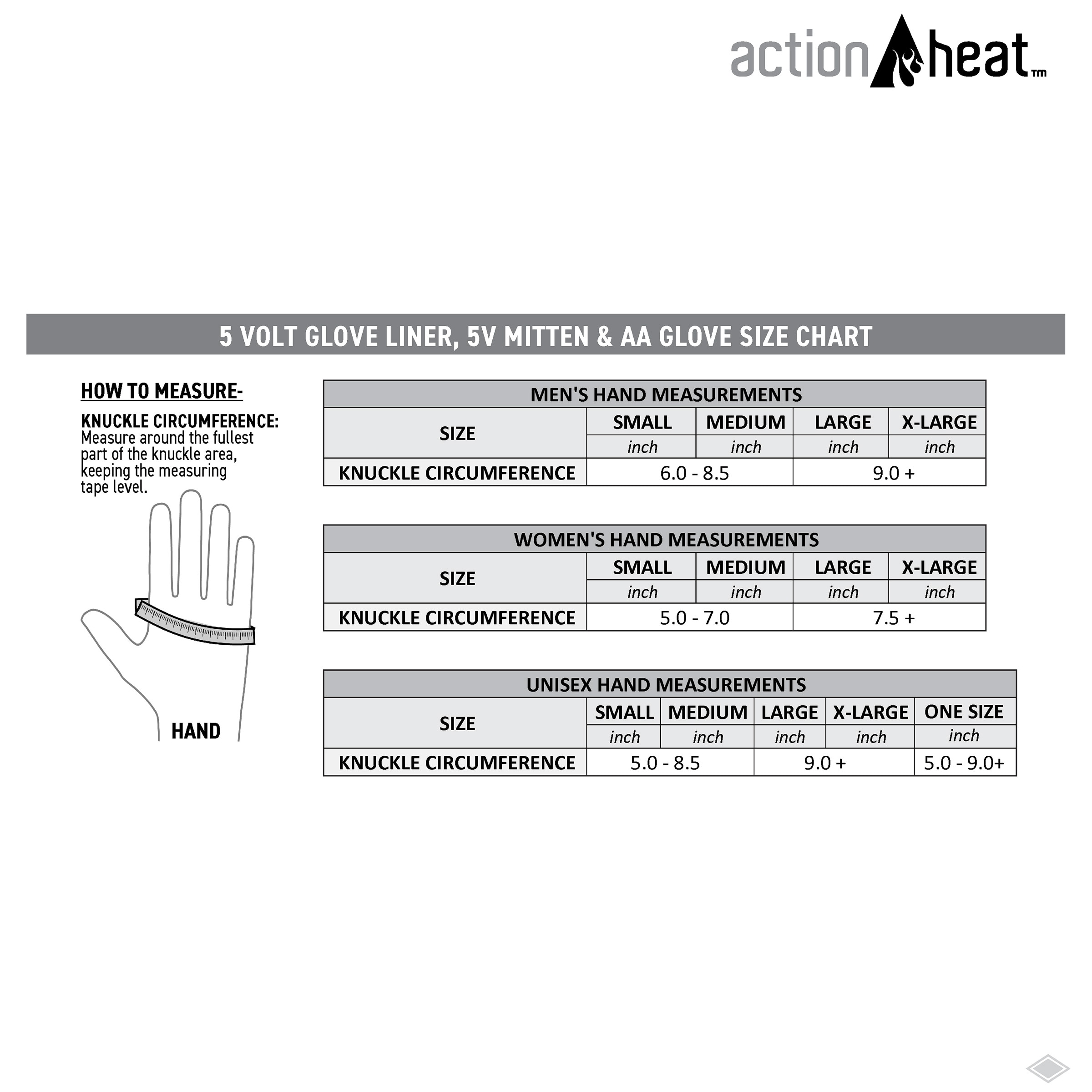 Guantes para clima frío de poliéster negro ActionHeat en talla grande/X-grande AH-FGV-AA-2-M-L-XL.