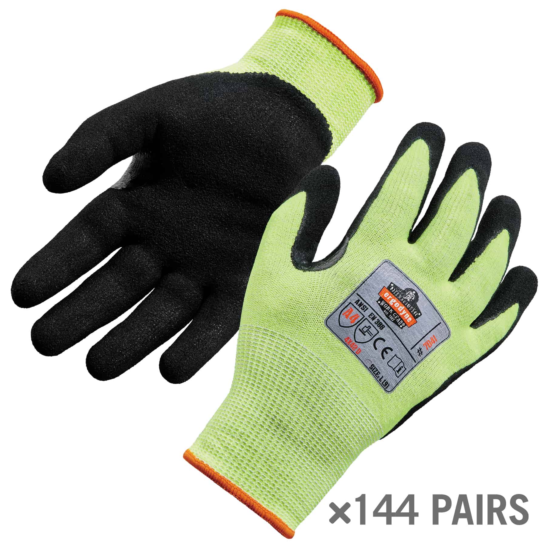 Ergodyne Guantes de Nitrilo Verde Pequeños 144 pares con recubrimiento de Nitrilo 17822