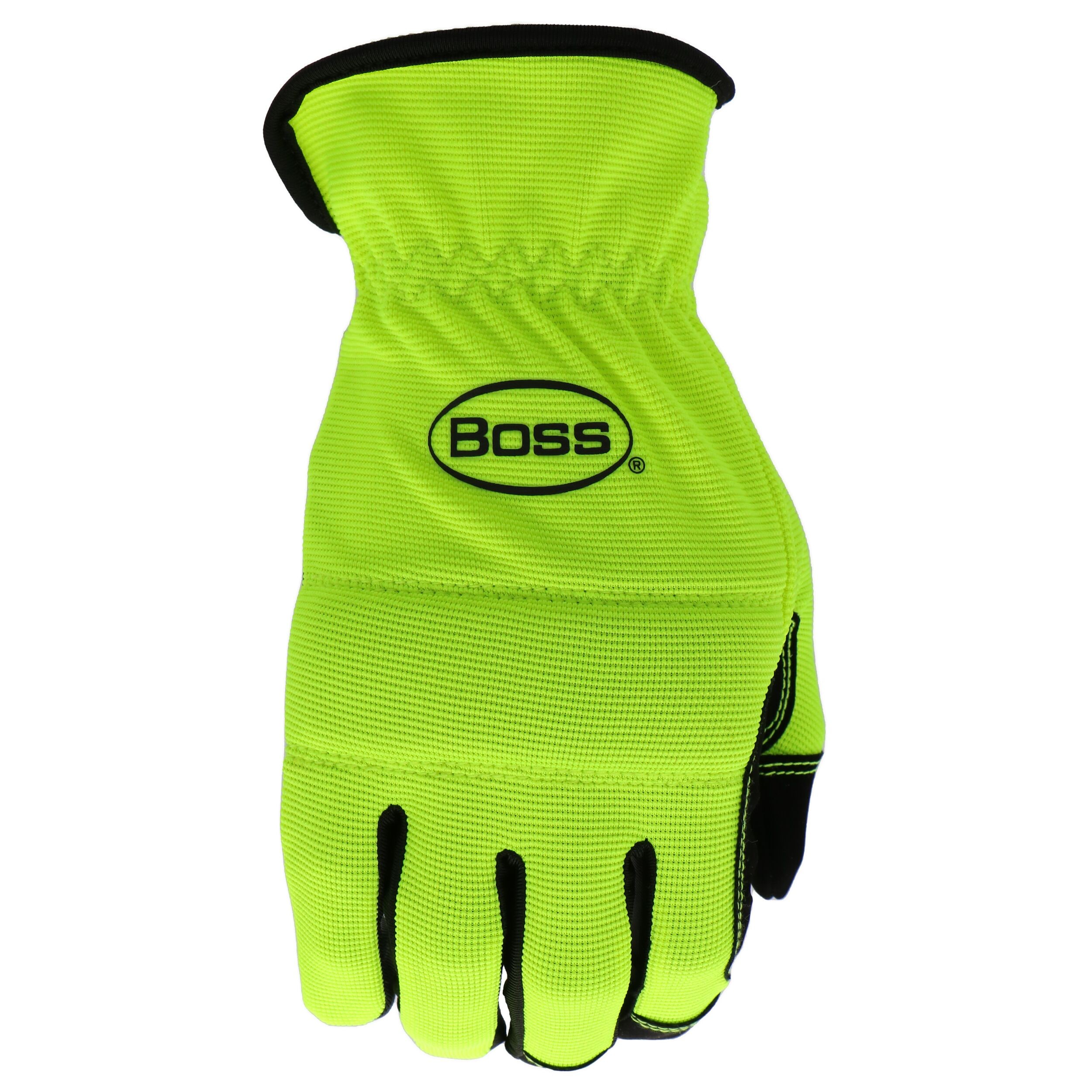 Guantes de construcción de piel sintética amarilla mediana Boss 1 par B52121-M