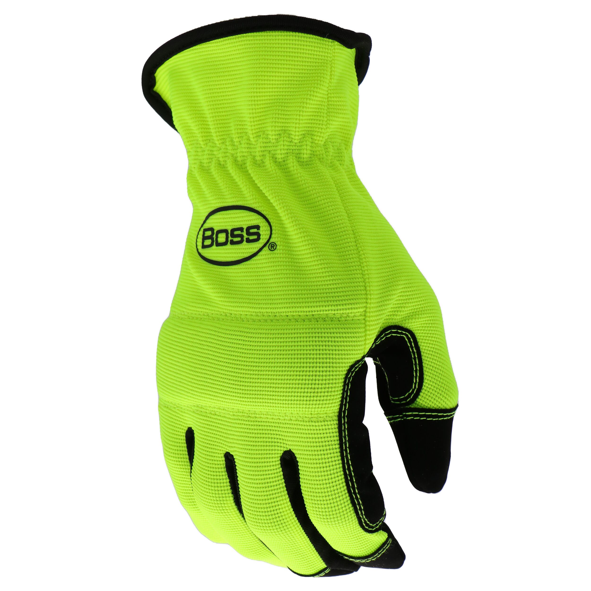 Guantes de construcción de piel sintética amarilla mediana Boss 1 par B52121-M