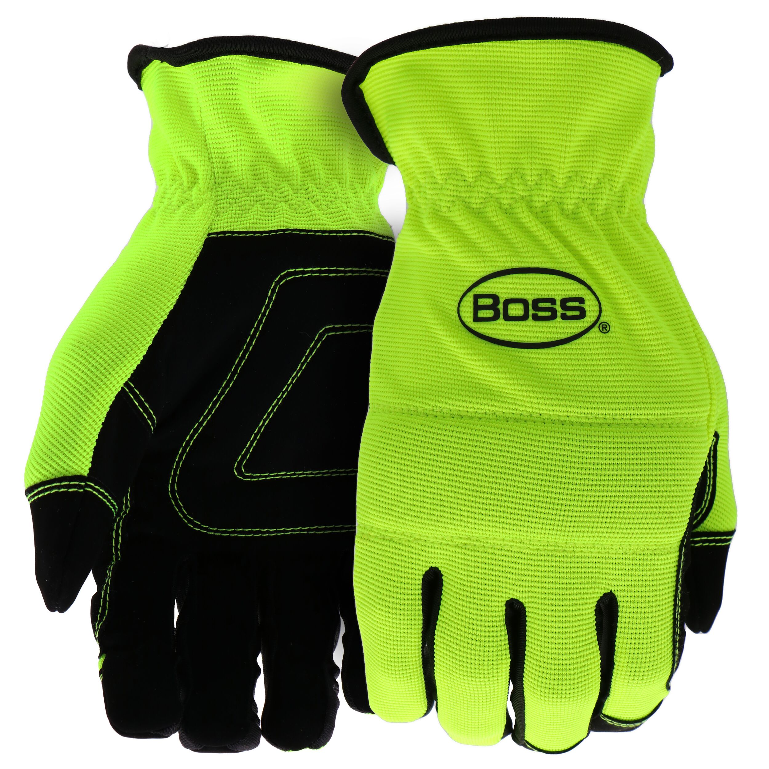 Guantes de construcción de piel sintética amarilla mediana Boss 1 par B52121-M
