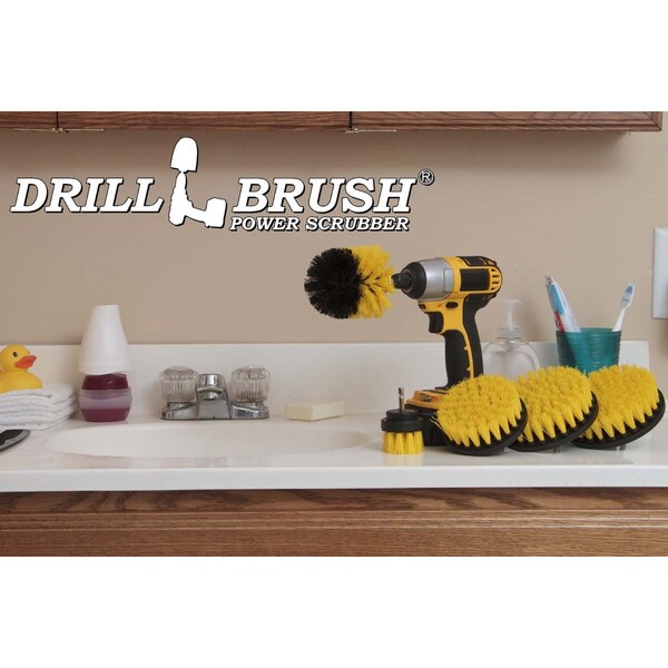 Cepillo Taladro Power Scrubber de Useful Products 5 pulgadas de ancho 7 pulgadas de largo, amarillo - Y-S-5542O-QC-DB