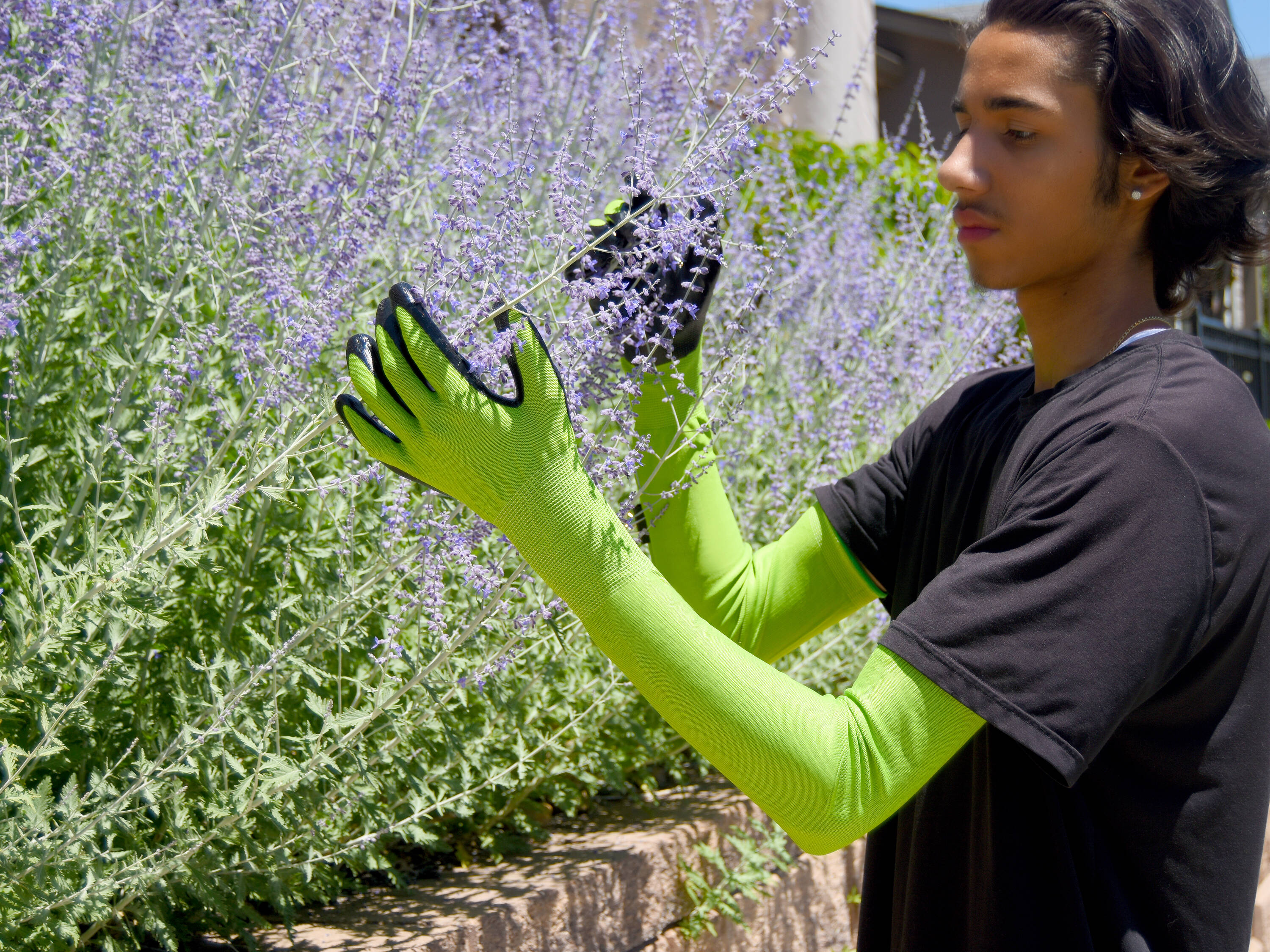 Guantes para jardinería CHARGUY Nitrilo verde, tamaño único, Nitrilo/Poliéster recubierto, ideal para la mayoría, talla 7