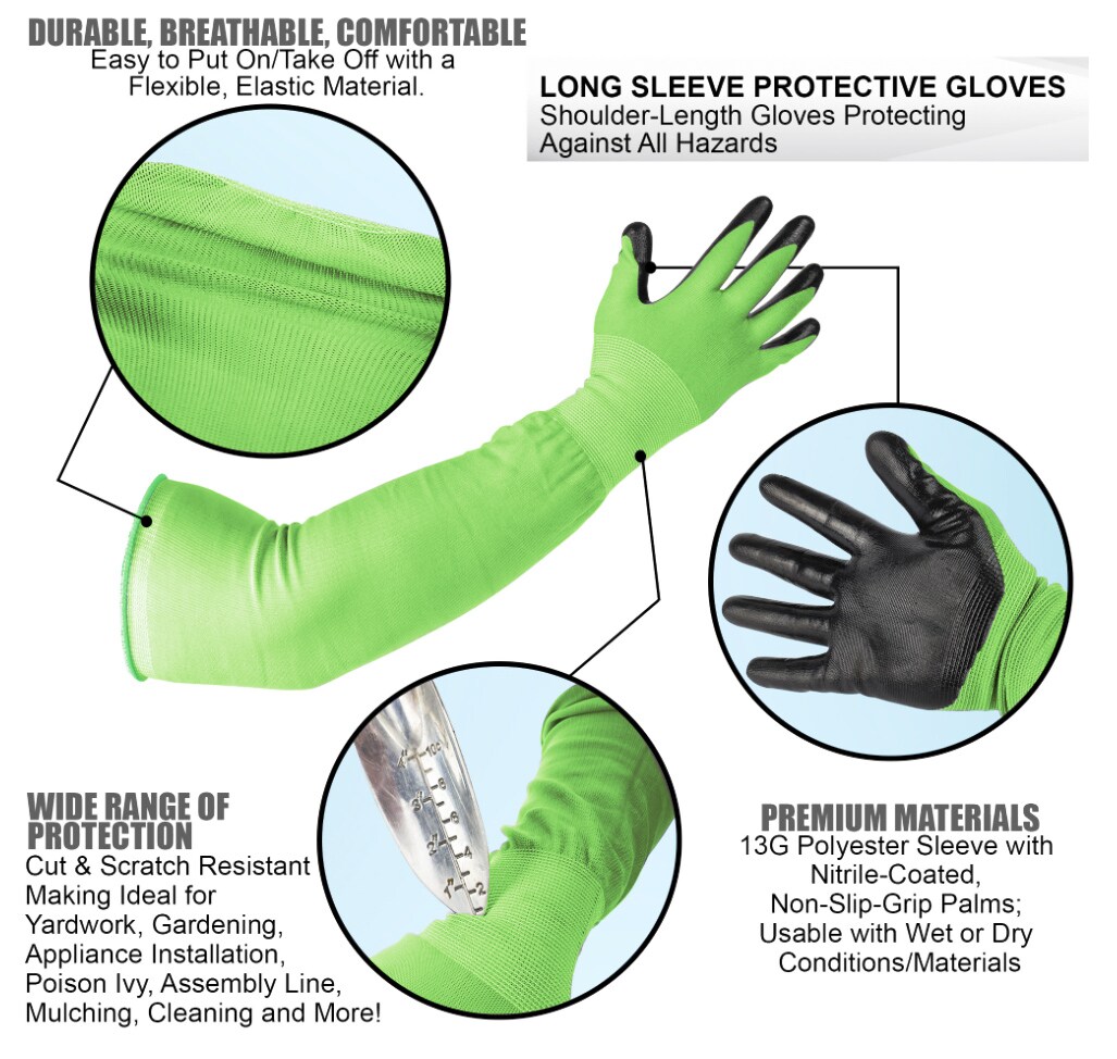 Guantes para jardinería CHARGUY Nitrilo verde, tamaño único, Nitrilo/Poliéster recubierto, ideal para la mayoría, talla 7