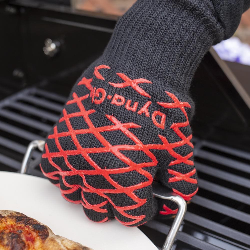 Guantes para asar Dyna-Glo de fibra de aramida negra, talla única para la mayoría DG12SG-D