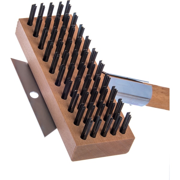 Cepillo para horno/parrilla Carlisle Foodservice, Raspador/Cerdas planas de acero natural, de madera dura - 36372500