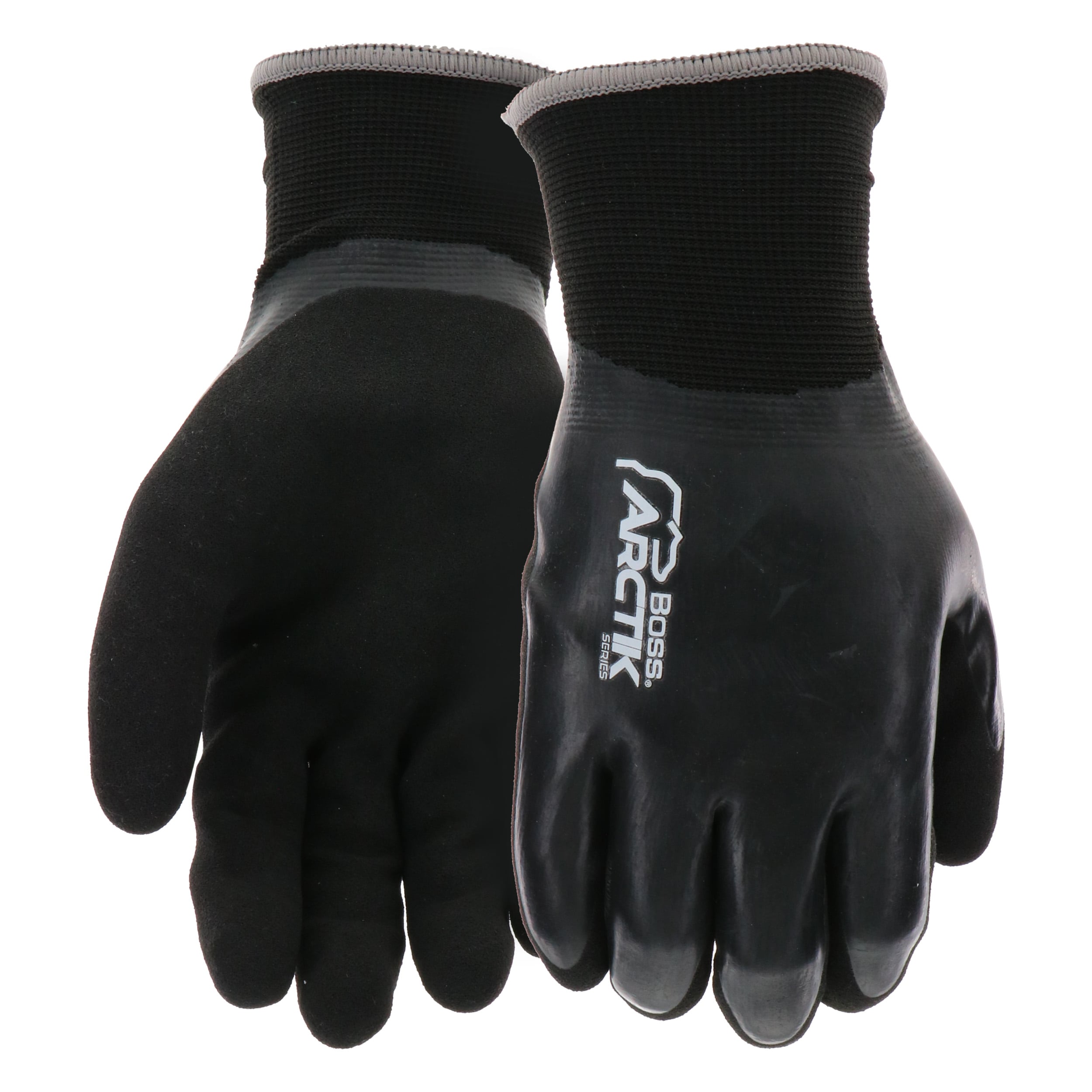 Guantes Boss de Látex Negro Grande, sumergidos en látex, 1 par - Modelo B93244-L