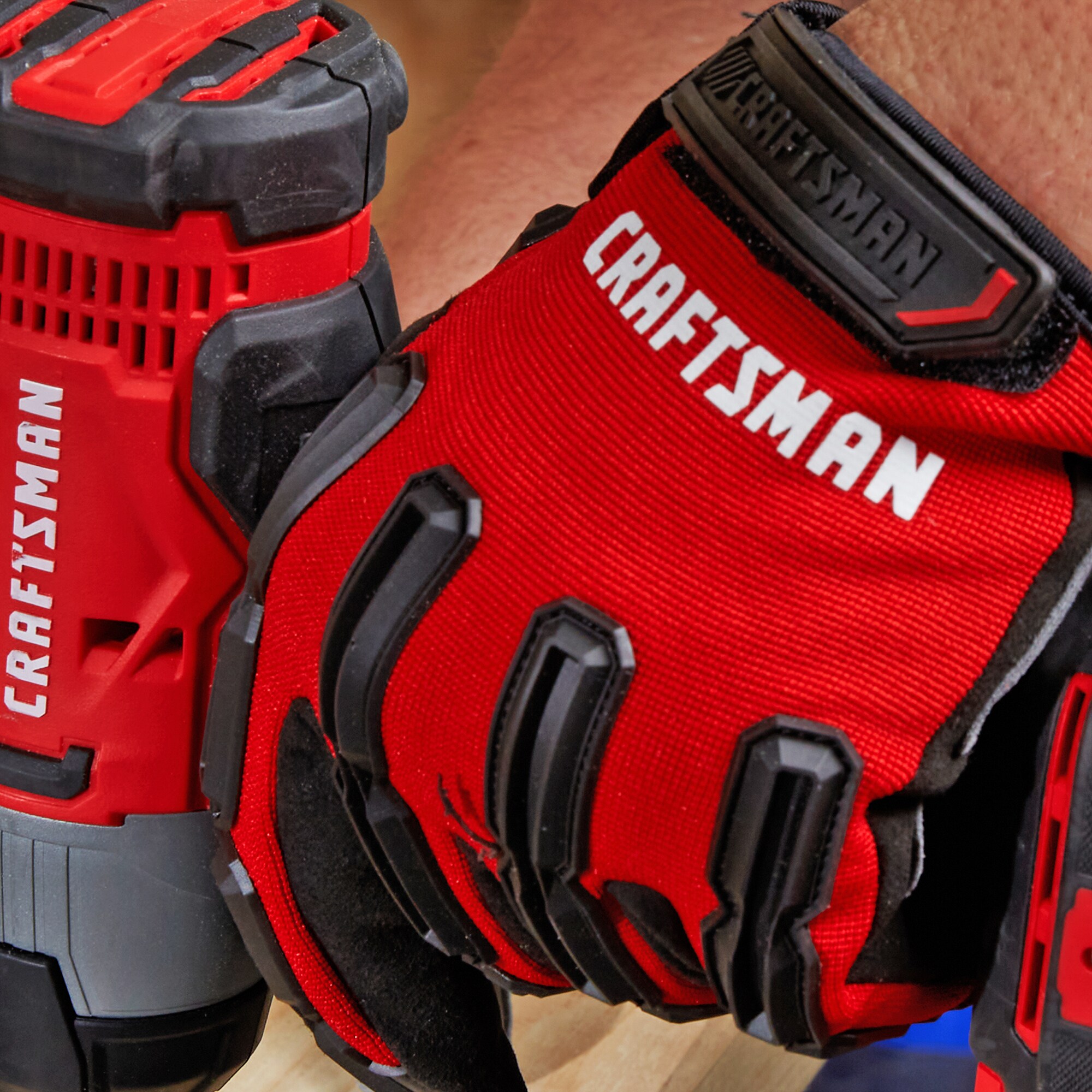 Guantes de reparación mecánica de poliéster rojo grande CRAFTSMAN 1 par CMMT14196