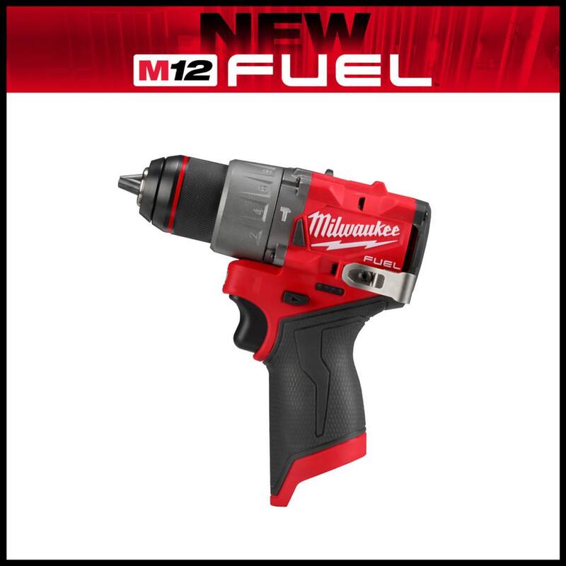 Milwaukee M12 FUEL Taladro percutor inalámbrico sin escobillas de 12 voltios de iones de litio de 1/2 pulgada con batería de alta capacidad de 5 Ah - 3404-20-48-11-2450