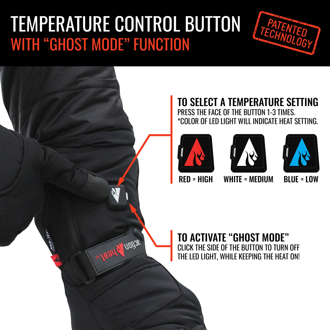 Guantes para clima frío de poliéster negro grande/X-grande ActionHeat AH-GL-5V-1-M-L-XL