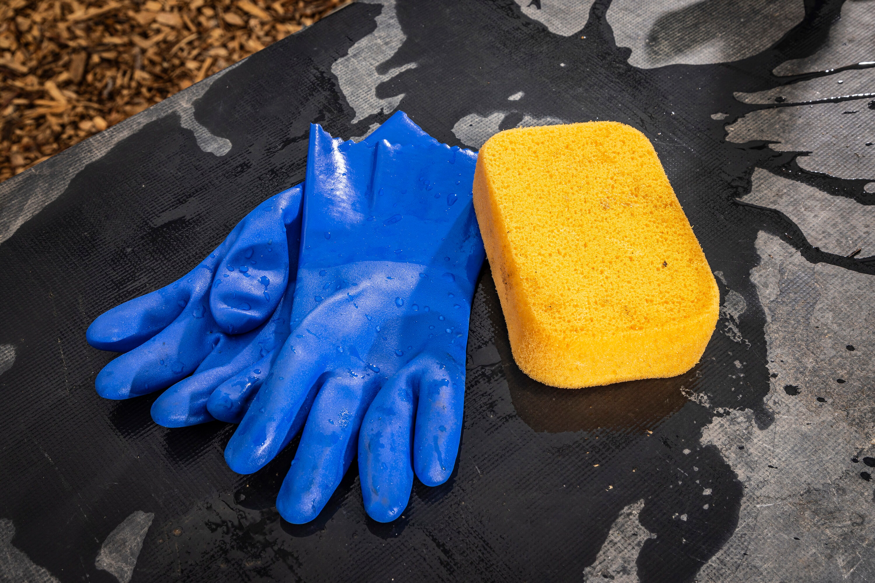 Guantes de manejo de productos químicos de PVC azul grande Project Source 1 par LW13500-L