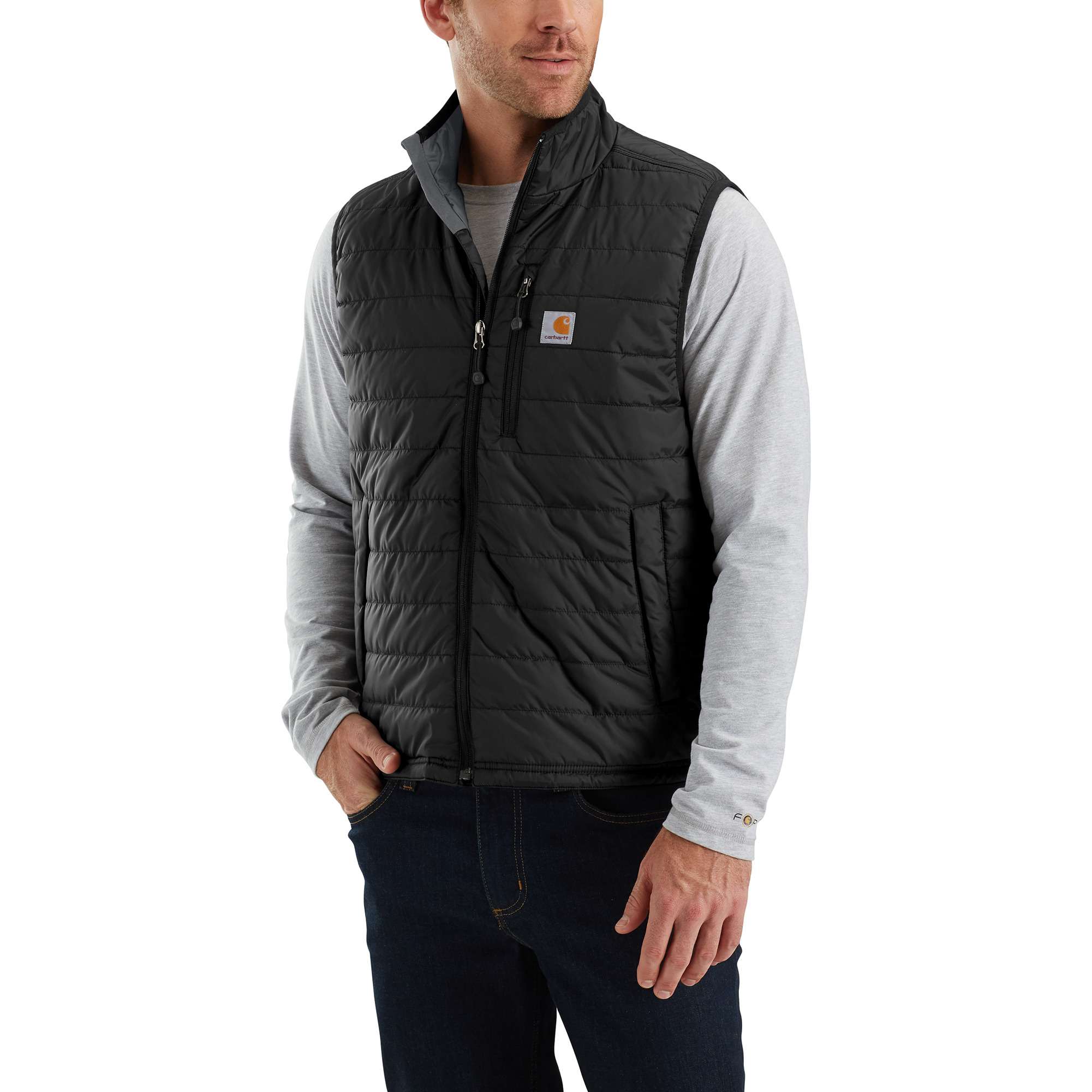 Chaleco Acolchado de Nylon Negro Carhartt para Hombre Talla Grande 102286-001LREG