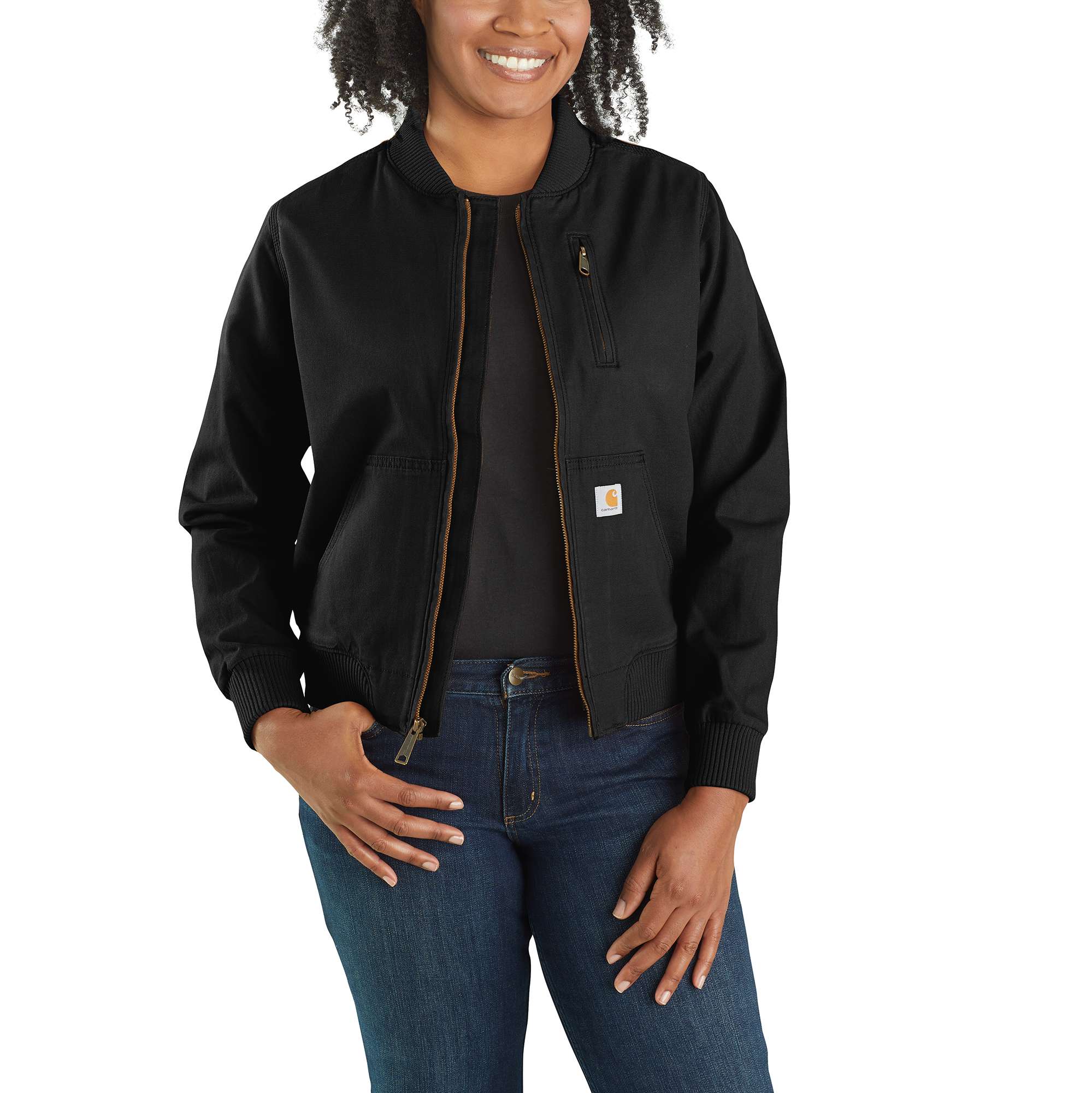 Chamarra de Trabajo de Lona de Peso Mediano en Color Negro para Mujer Carhartt (Talla Chica) 102524-001SREG