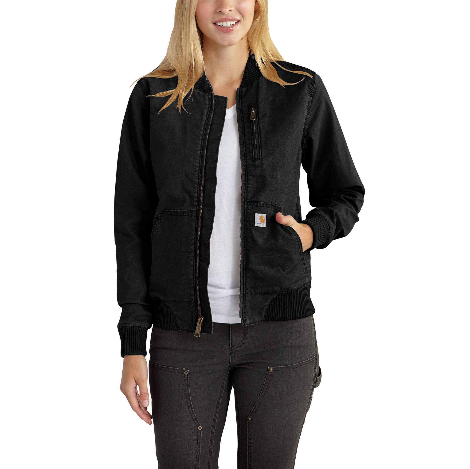 Chamarra de Trabajo de Lona de Peso Mediano en Color Negro para Mujer Carhartt (Talla Chica) 102524-001SREG