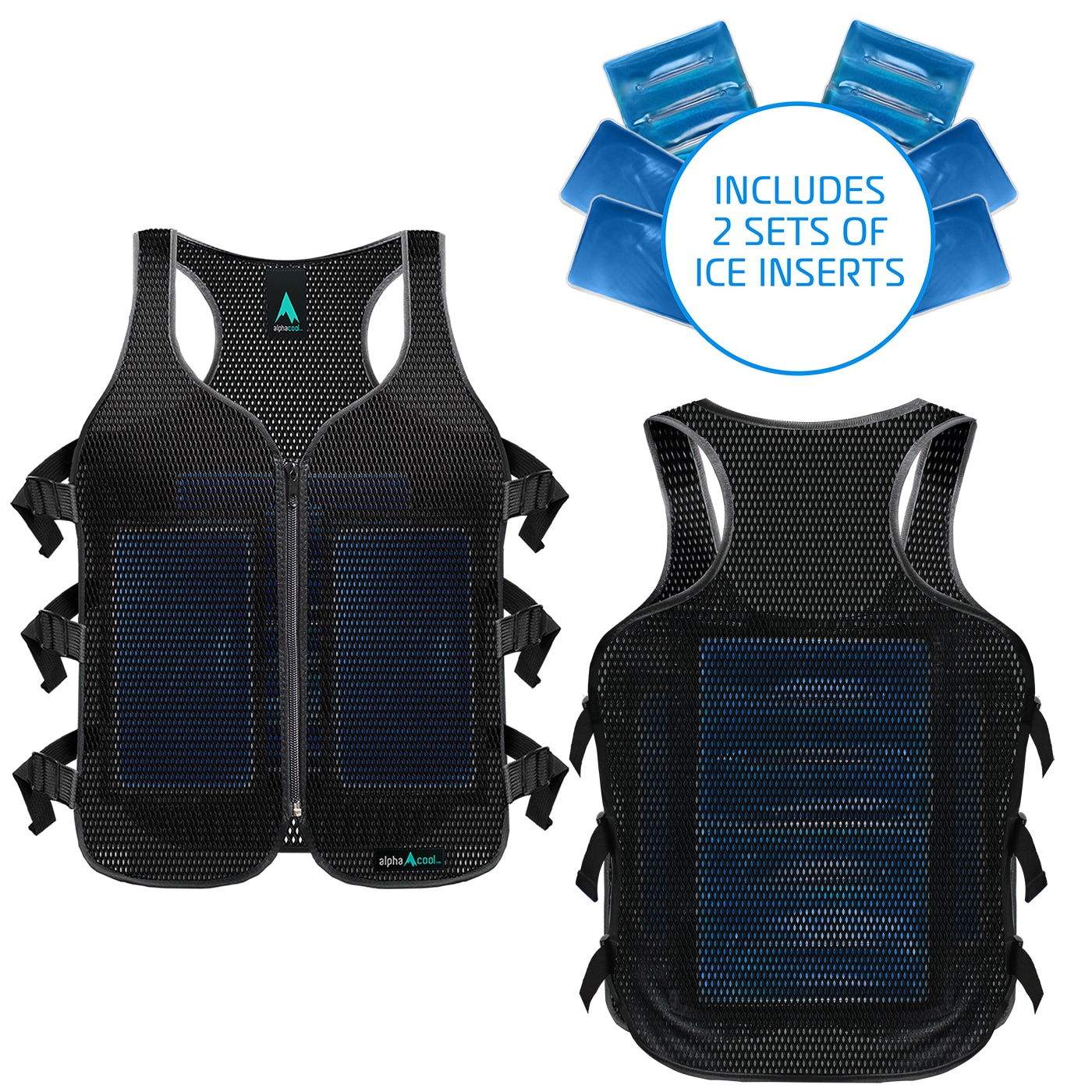 Chaleco de enfriamiento de poliéster negro para adultos unisex AlphaCool AC-MIV-B