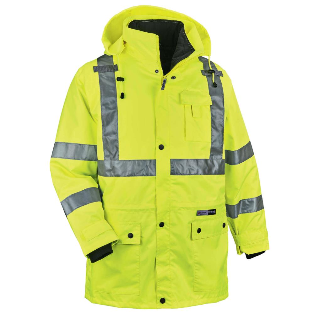 Chamarra de trabajo aislada con capucha GloWear para adulto unisex en color verde limón (5XL) 24389