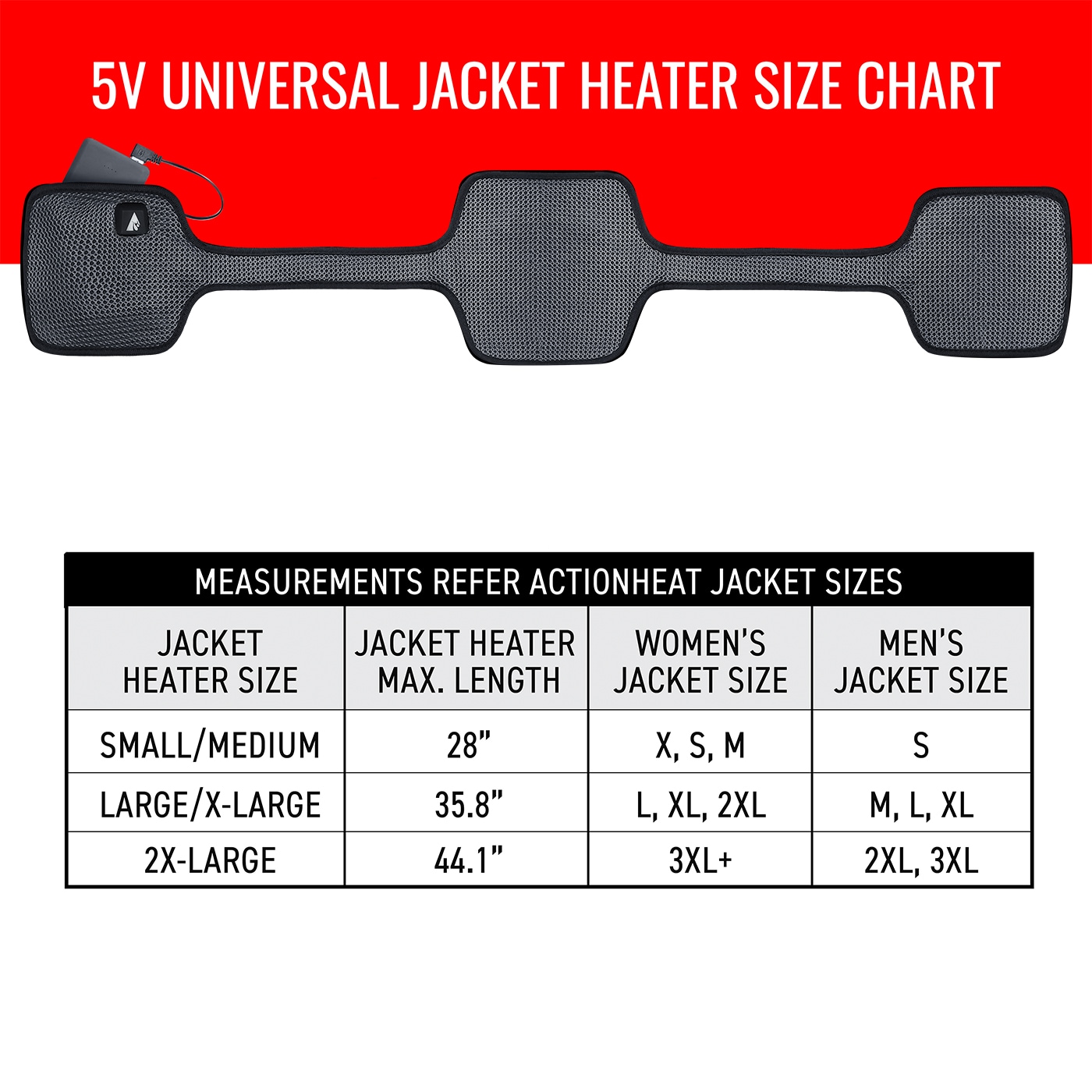 Chamarra Térmica Ligera Negra para Adulto Unisex ActionHeat (Grande) AH-CHT-5V-L-XL