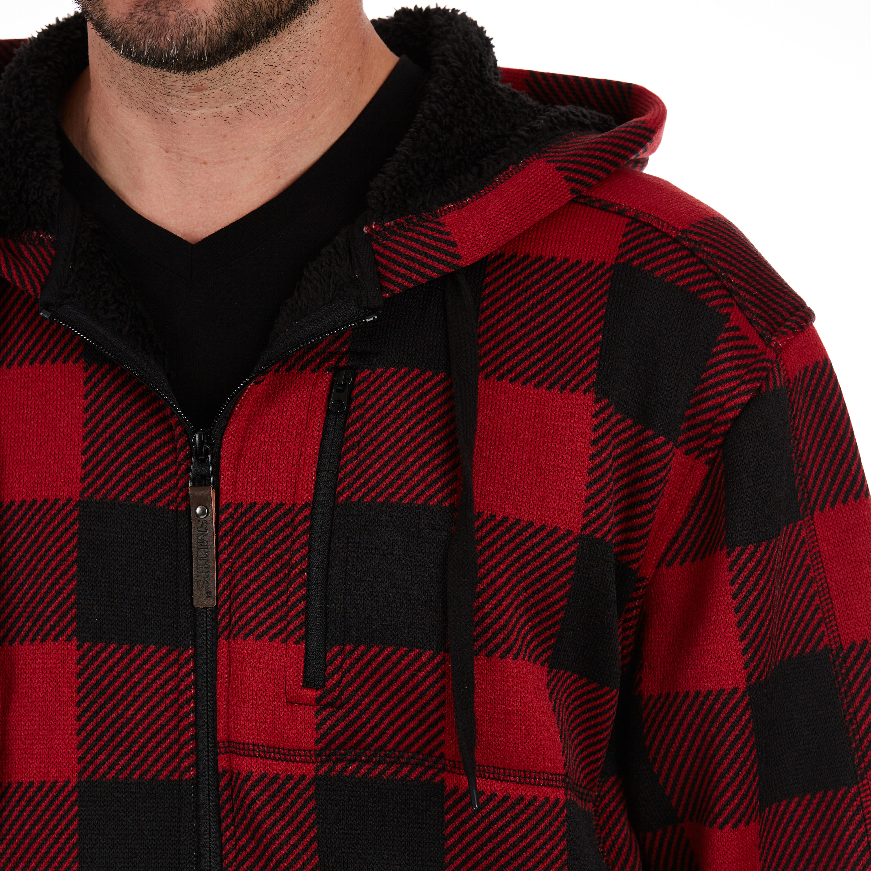 Sudadera interior aislada con capucha de poliéster rojo/negro moteado para hombre de Smith's Workwear (talla extra grande) S4582-HRBK-XL