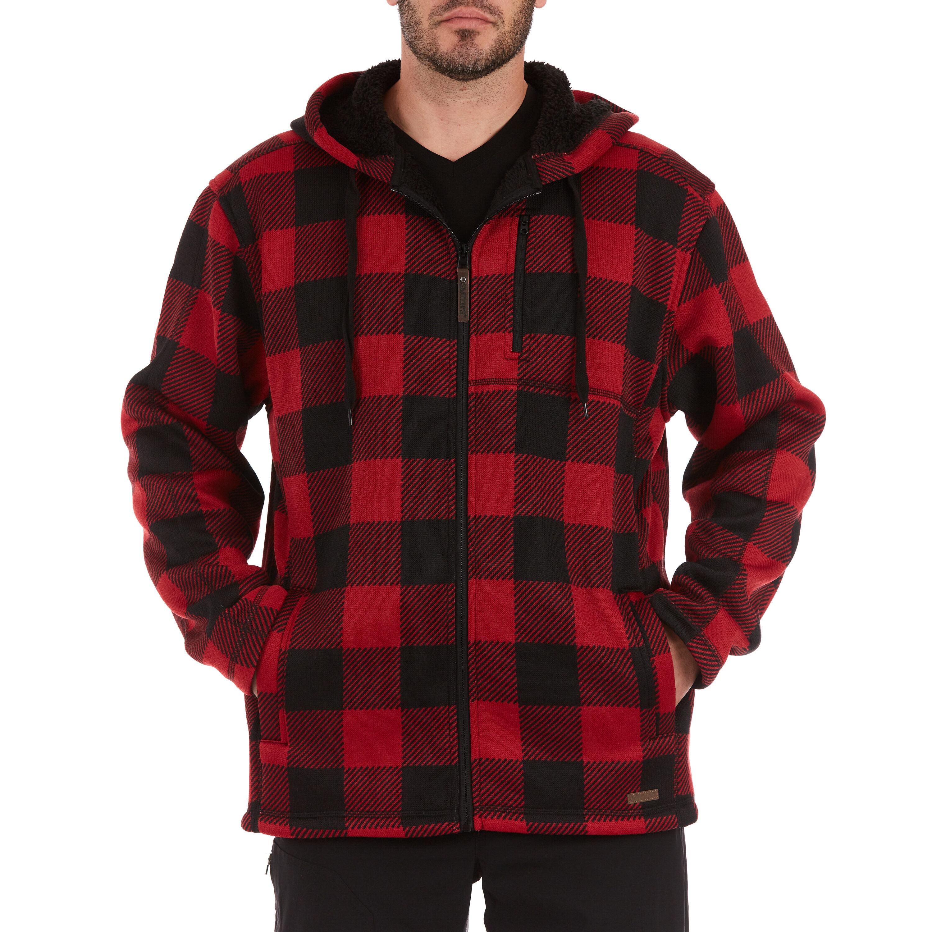 Sudadera interior aislada con capucha de poliéster rojo/negro moteado para hombre de Smith's Workwear (talla extra grande) S4582-HRBK-XL