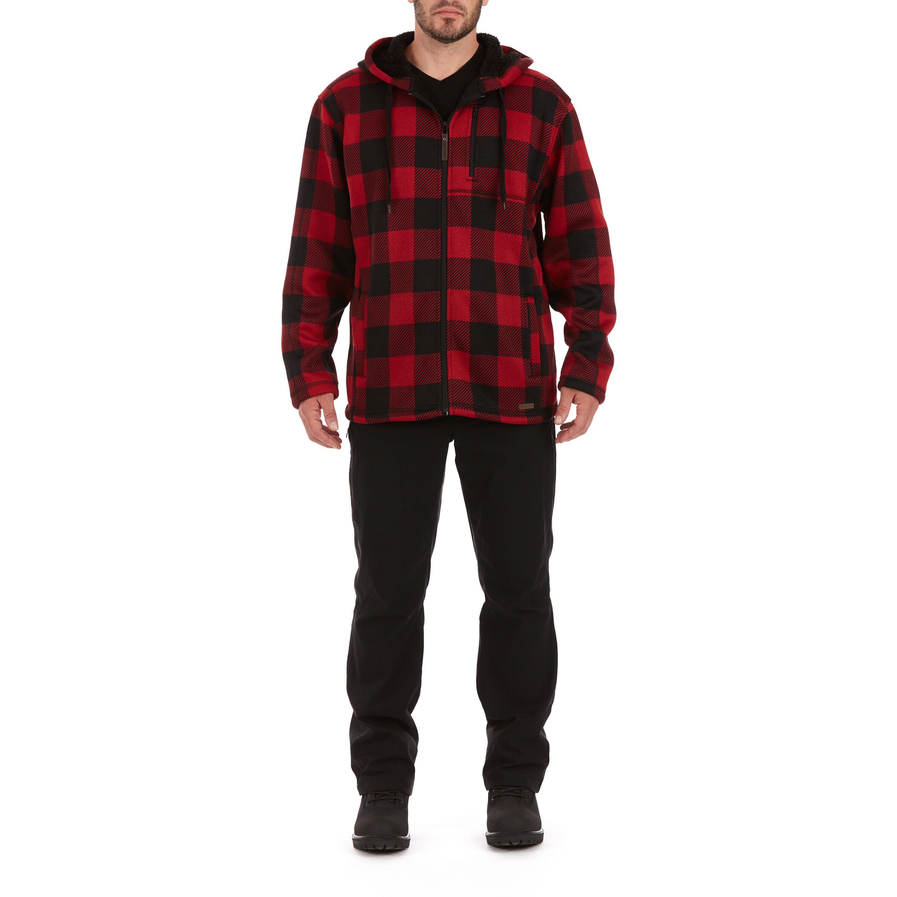 Sudadera interior aislada con capucha de poliéster rojo/negro moteado para hombre de Smith's Workwear (talla extra grande) S4582-HRBK-XL