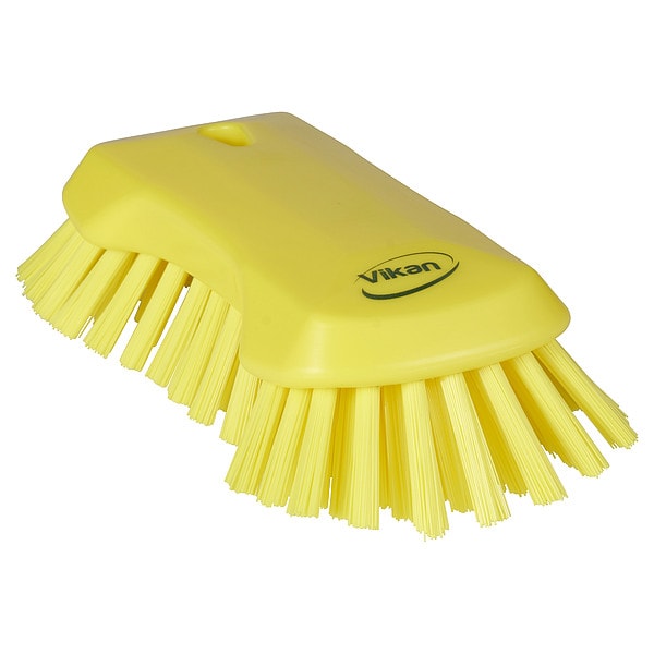 Escobilla de fregar Remco, rígida, mango de 7 1/2 pulgadas de largo, cerdas de 9 1/8 pulgadas de largo, amarilla, de polipropileno, longitud total de 9 1/8 pulgadas - 38946