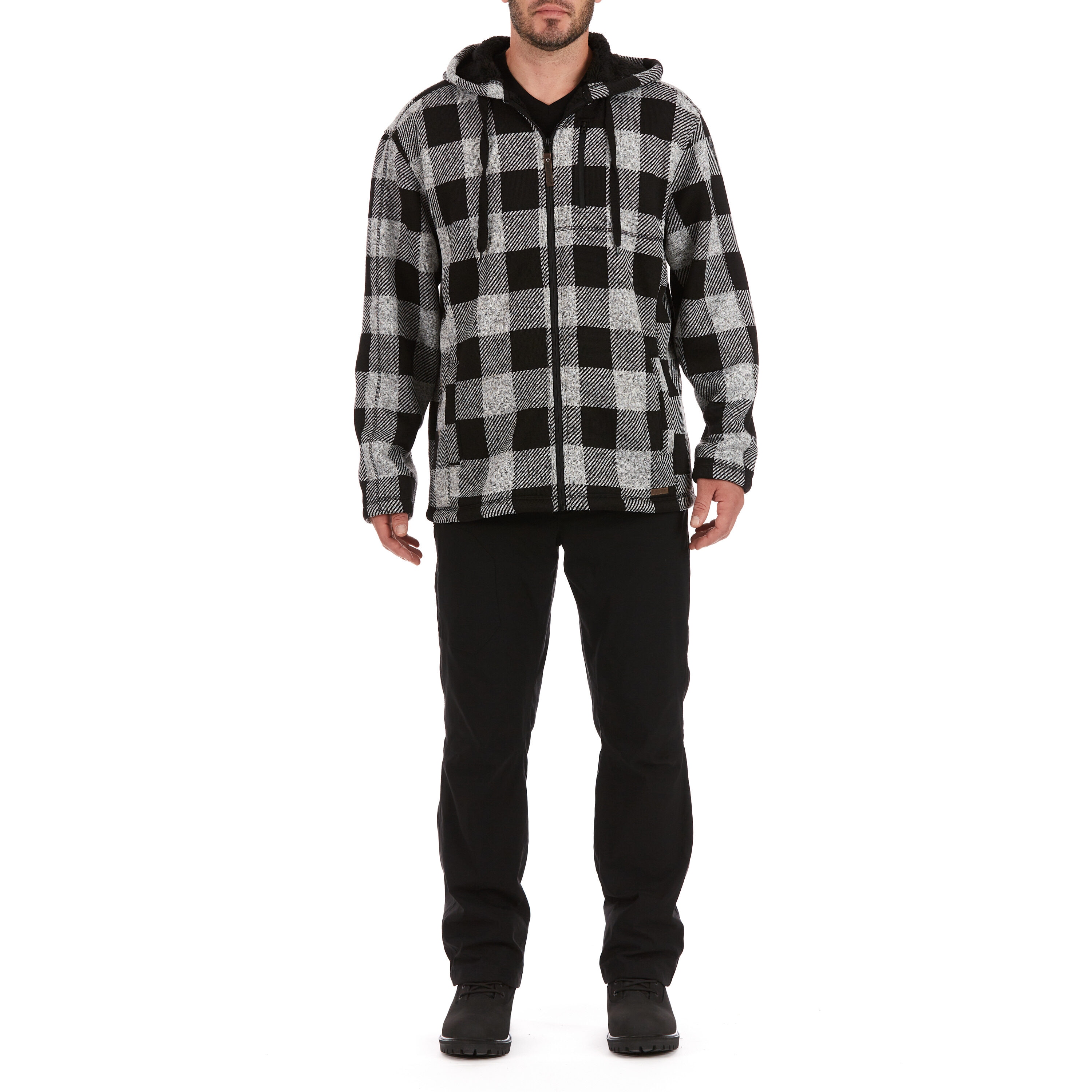 Sudadera con capucha y forro polar aislado Smith's Workwear para hombre en poliéster color gris jaspeado/negro (talla extra grande) S4582-HTRGY-XL