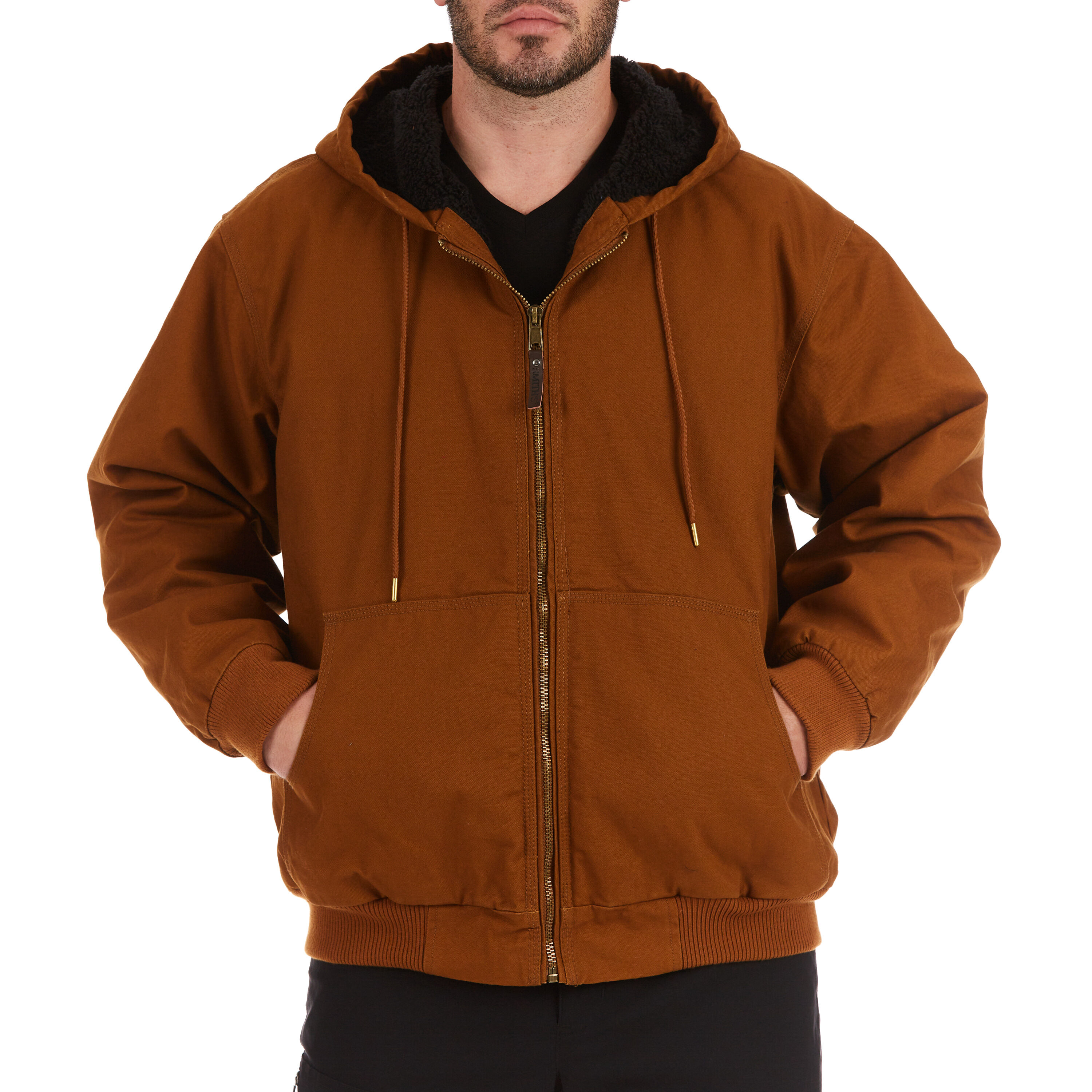 Chamarra de Trabajo con Capucha de Lona Pesada Marrón Camel para Hombre de Smith's Workwear (Extra Grande) S5108-CAMBR-XL