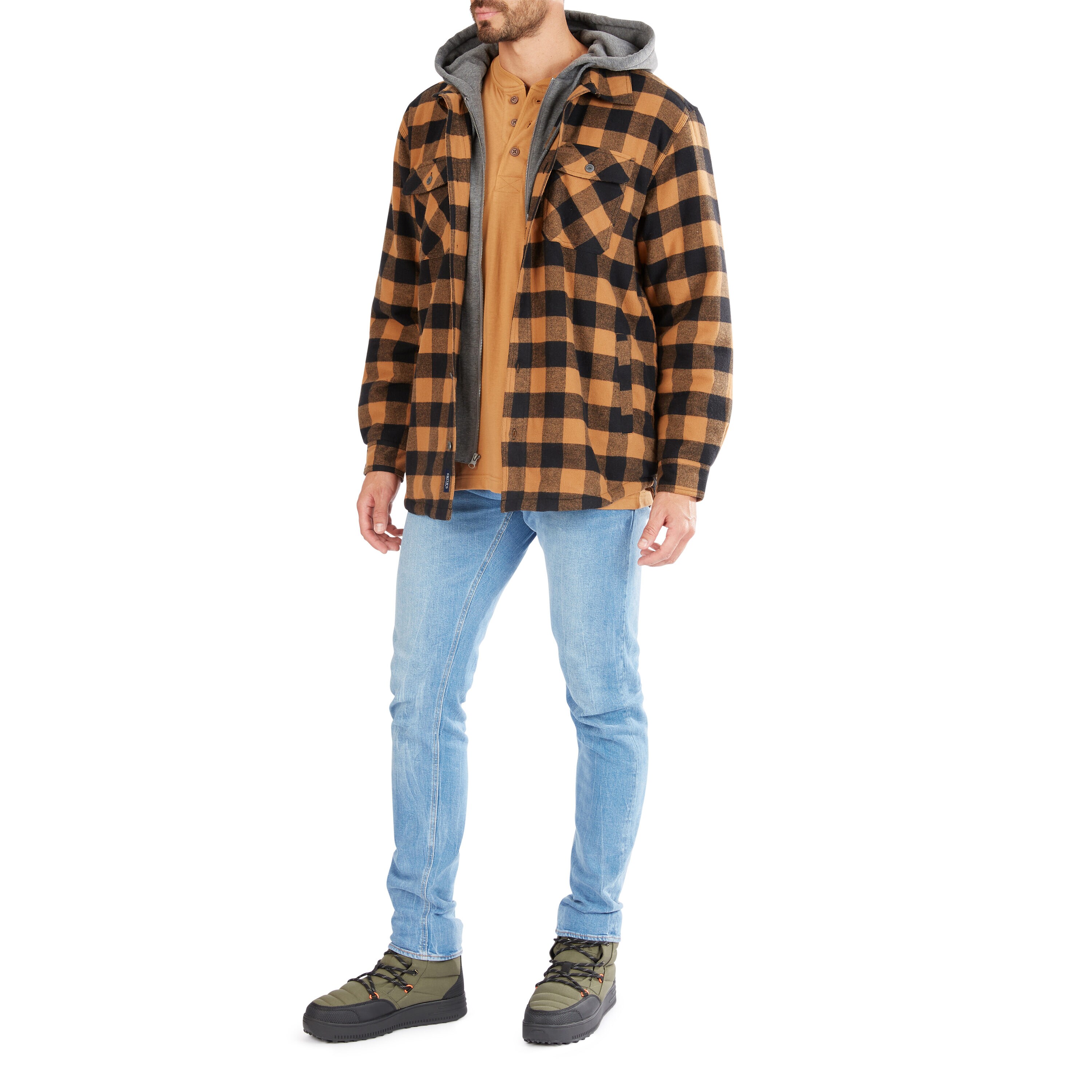 Chamarra de trabajo aislante con capucha para hombre en marrón camello/negro-203 de poliéster de Smith's Workwear (2XL) S3215AH2-CBB-2XL