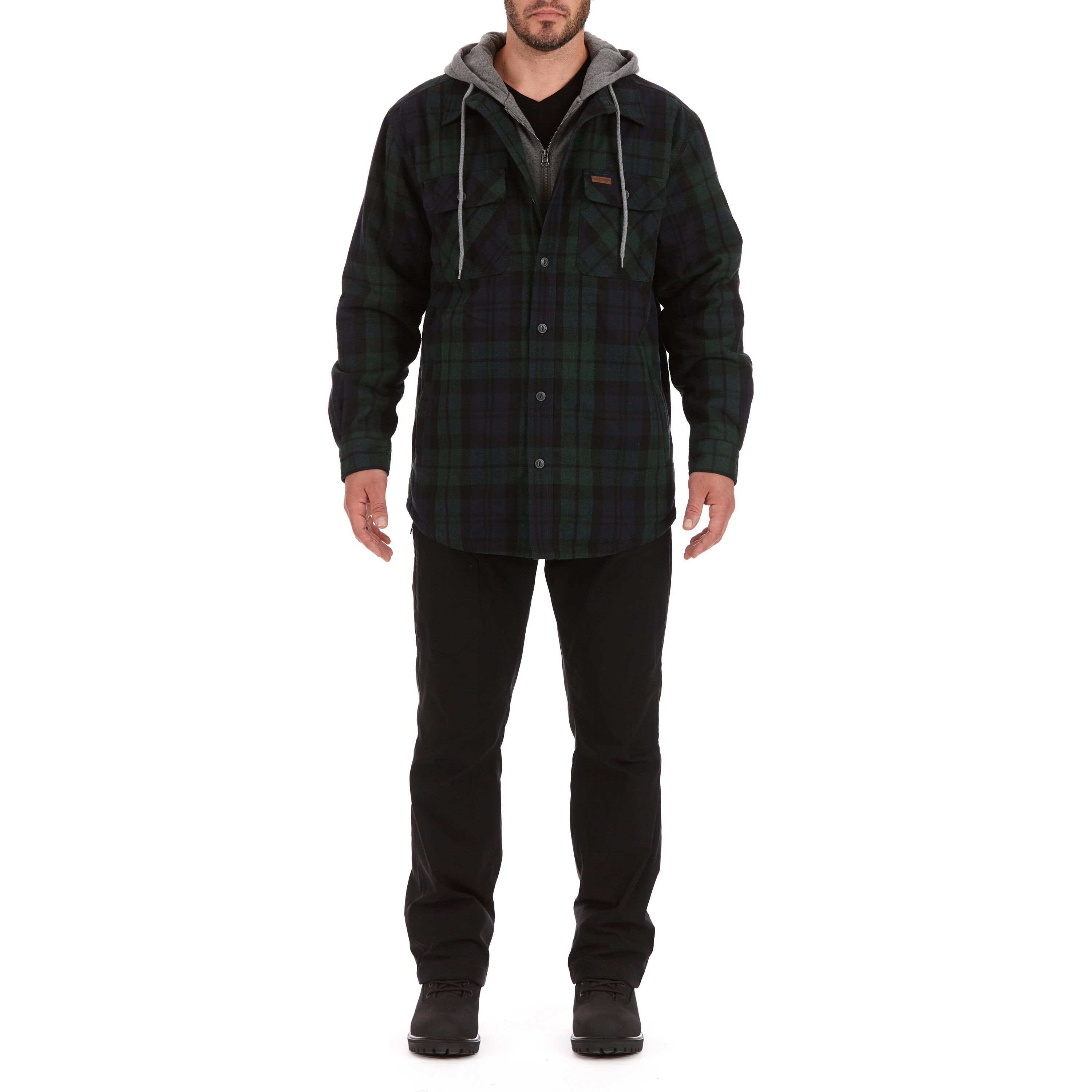 Chamarra de trabajo aislada con capucha de poliéster en cuadro escocés negro para hombre de Smith's Workwear (2XL) S3215AH2-BW-2XL