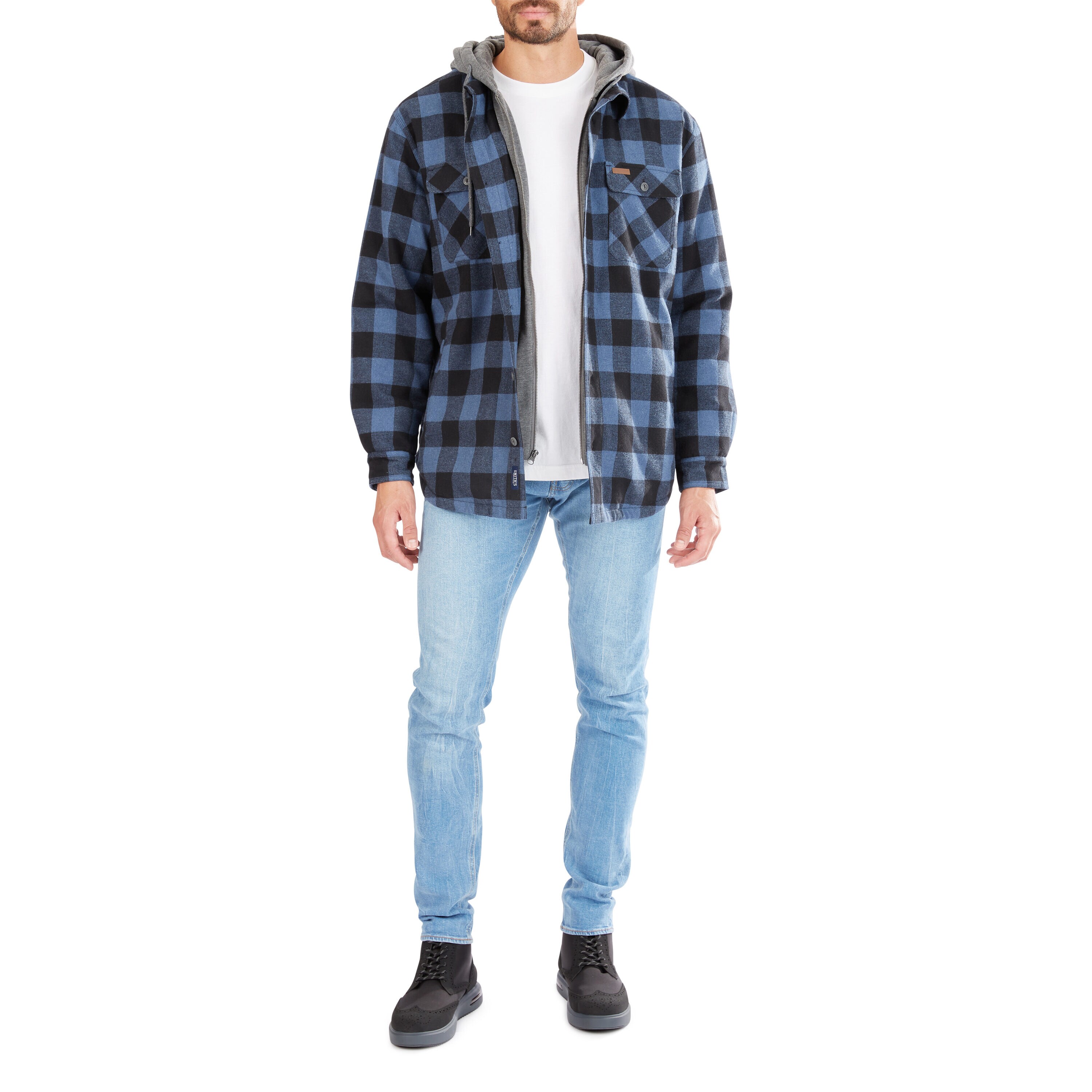 Chamarra de trabajo aislante con capucha de poliéster azul/negro para hombre de Smith's Workwear (2XL) S3215AH2-BLBLK-2XL.
