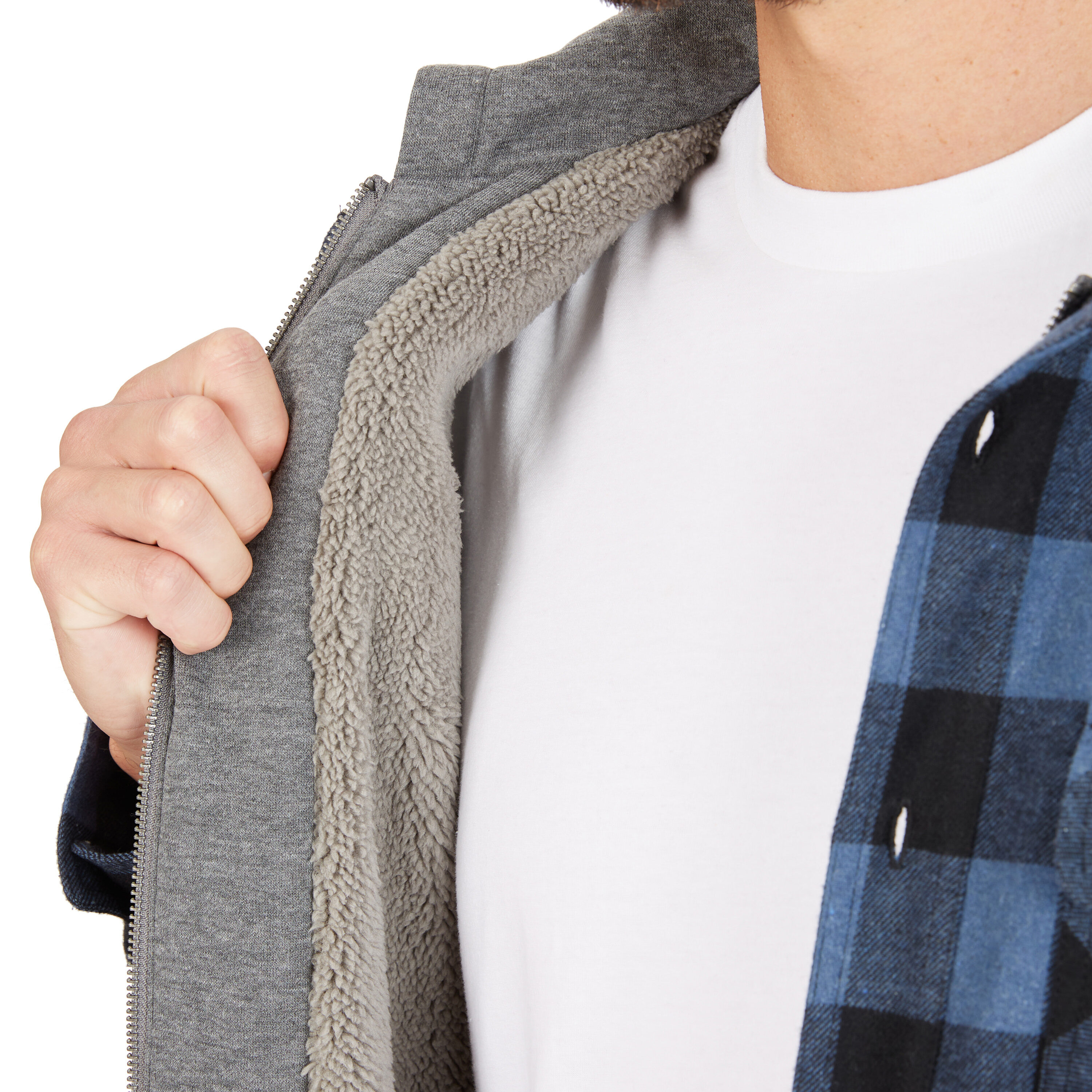 Chamarra de trabajo aislante con capucha de poliéster azul/negro para hombre de Smith's Workwear (2XL) S3215AH2-BLBLK-2XL.