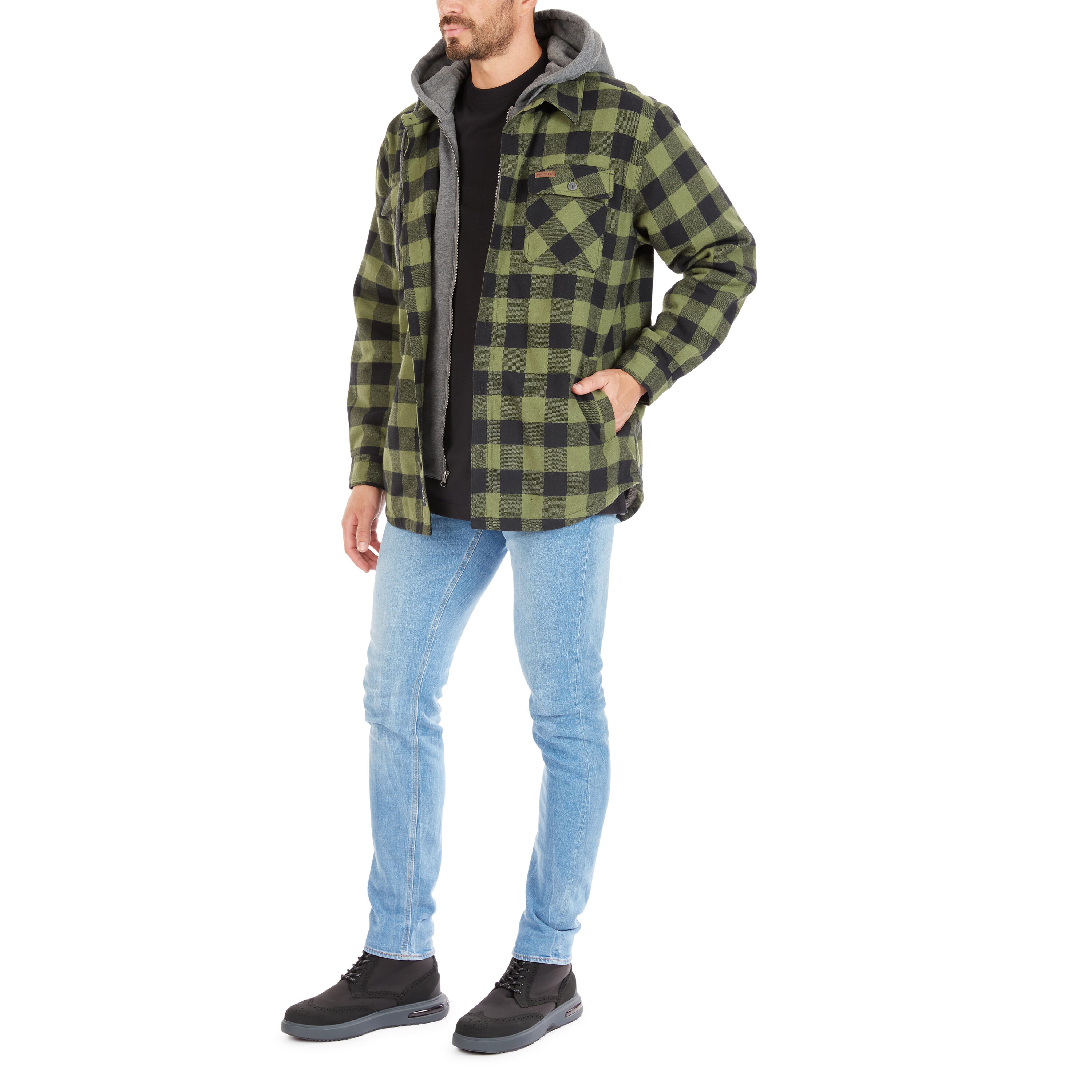 Chamarra de trabajo aislante con capucha de poliéster en oliva/negro para hombre de Smith's Workwear (2XL) Modelo S3215AH2-OBL-2XL