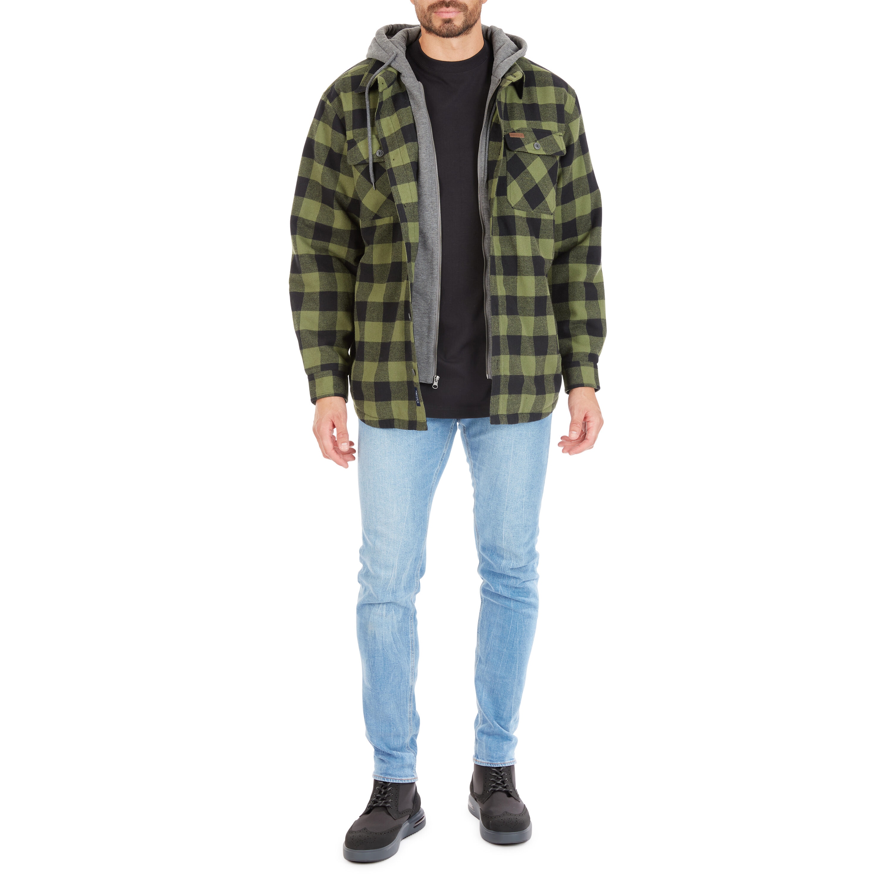 Chamarra de trabajo aislante con capucha de poliéster en oliva/negro para hombre de Smith's Workwear (2XL) Modelo S3215AH2-OBL-2XL