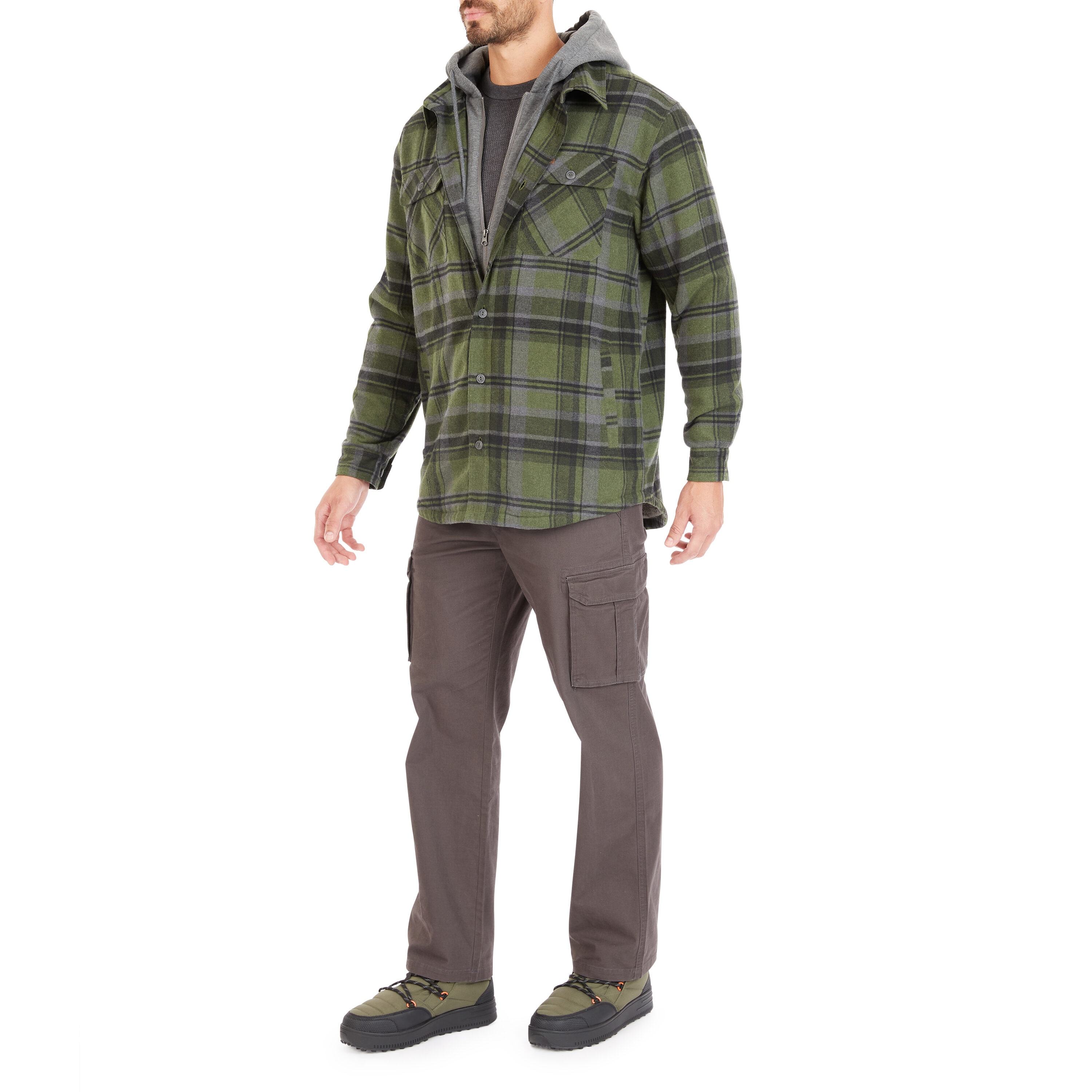 Chamarra de trabajo aislada con capucha de poliéster verde para hombre Smith's Workwear (2XL) S3215AH2-GN-2XL