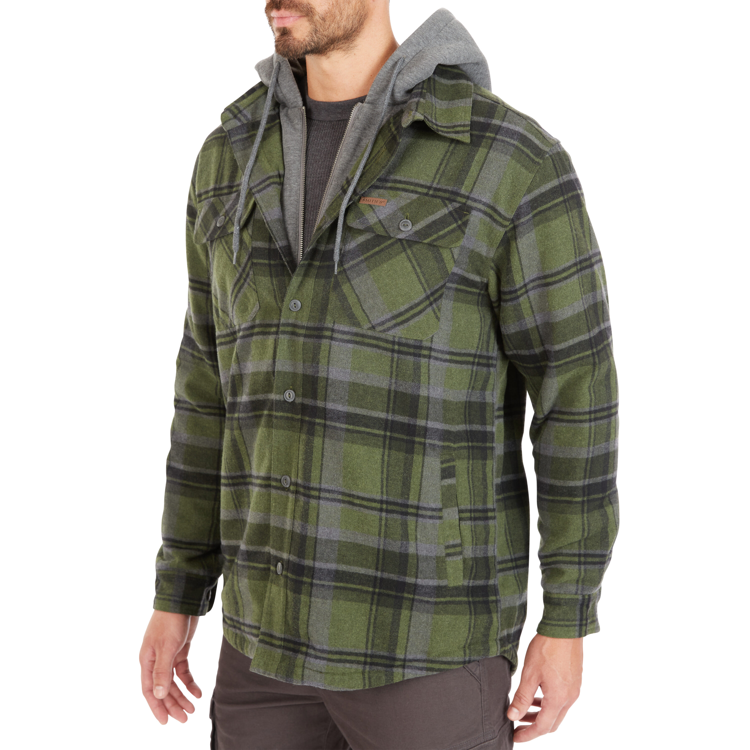 Chamarra de trabajo aislada con capucha de poliéster verde para hombre Smith's Workwear (2XL) S3215AH2-GN-2XL