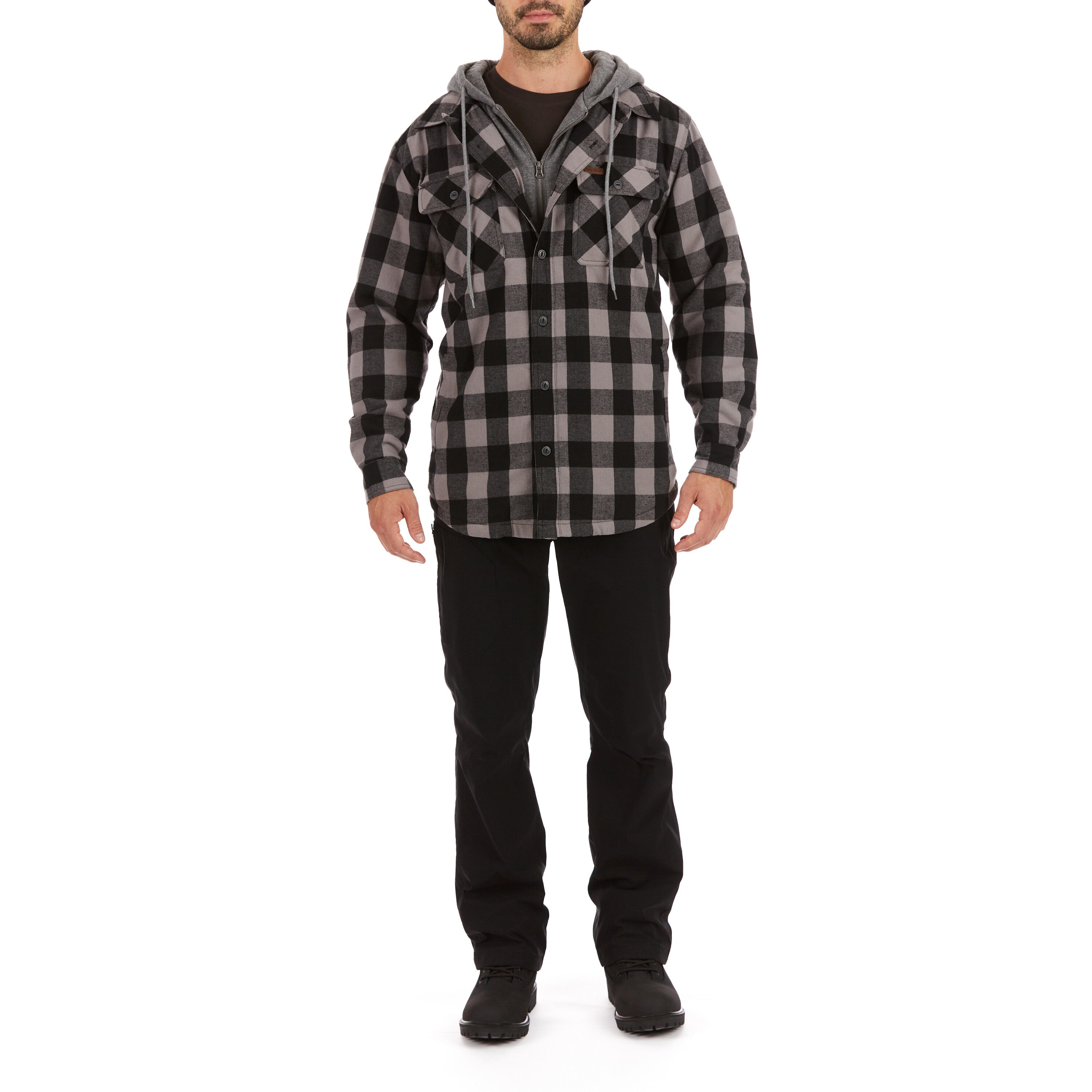 Chamarra de Trabajo Aislada con Capucha de Poliéster Smith's Workwear para Hombres en Piedra/Negro (2XL) S3215AH2-SB-2XL