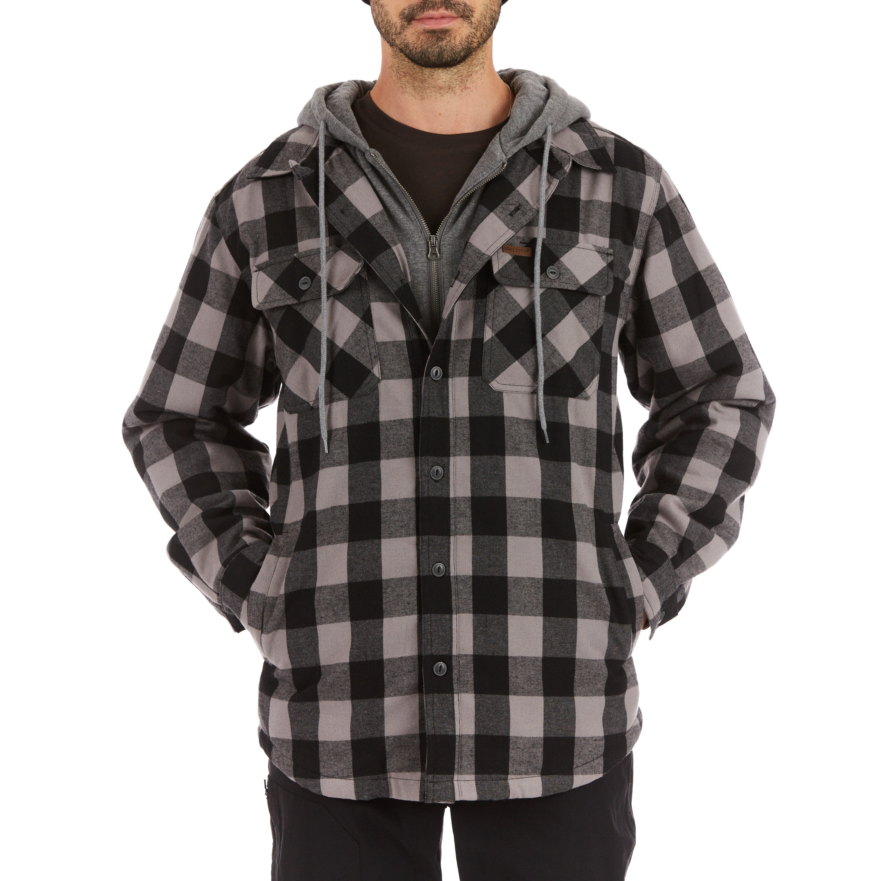 Chamarra de Trabajo Aislada con Capucha de Poliéster Smith's Workwear para Hombres en Piedra/Negro (2XL) S3215AH2-SB-2XL