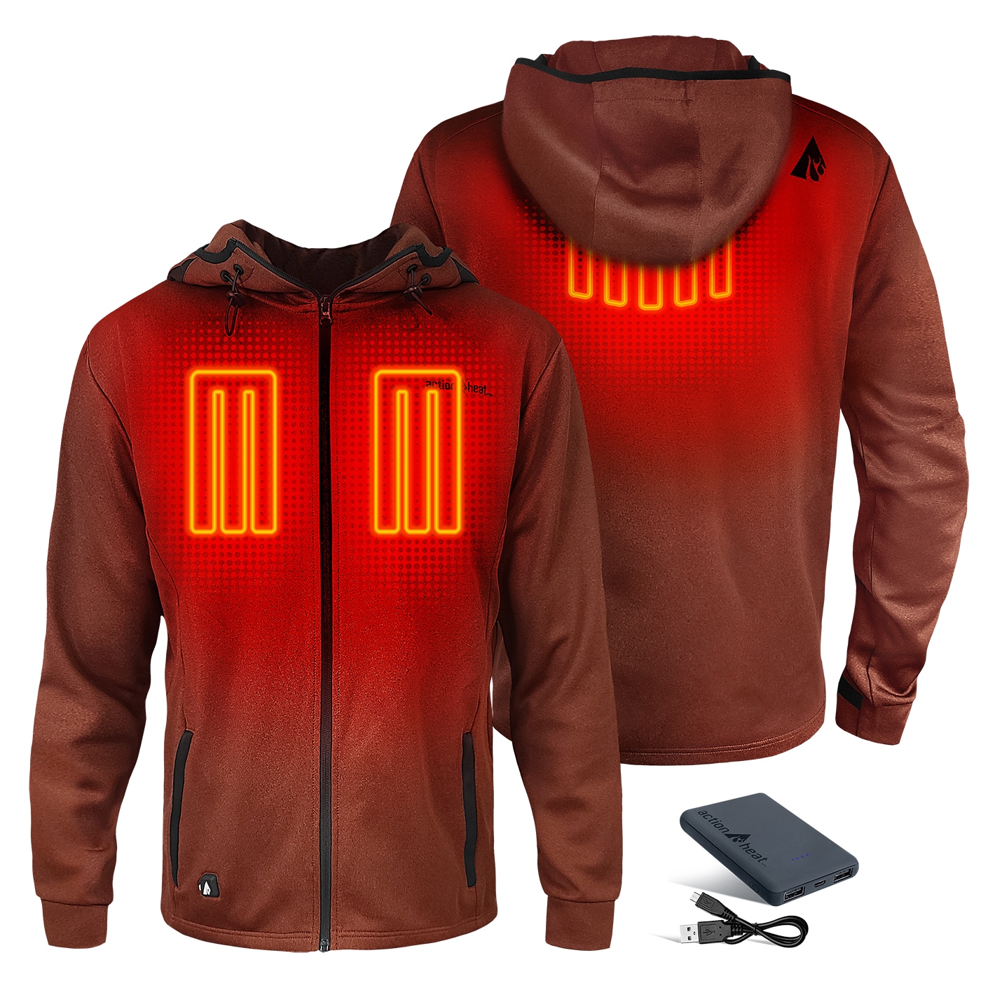 Chamarra calefactora con capucha ligera Picante para hombre de ActionHeat (2XL) con batería incluida AH-SHDY-5V-M-P-XXL