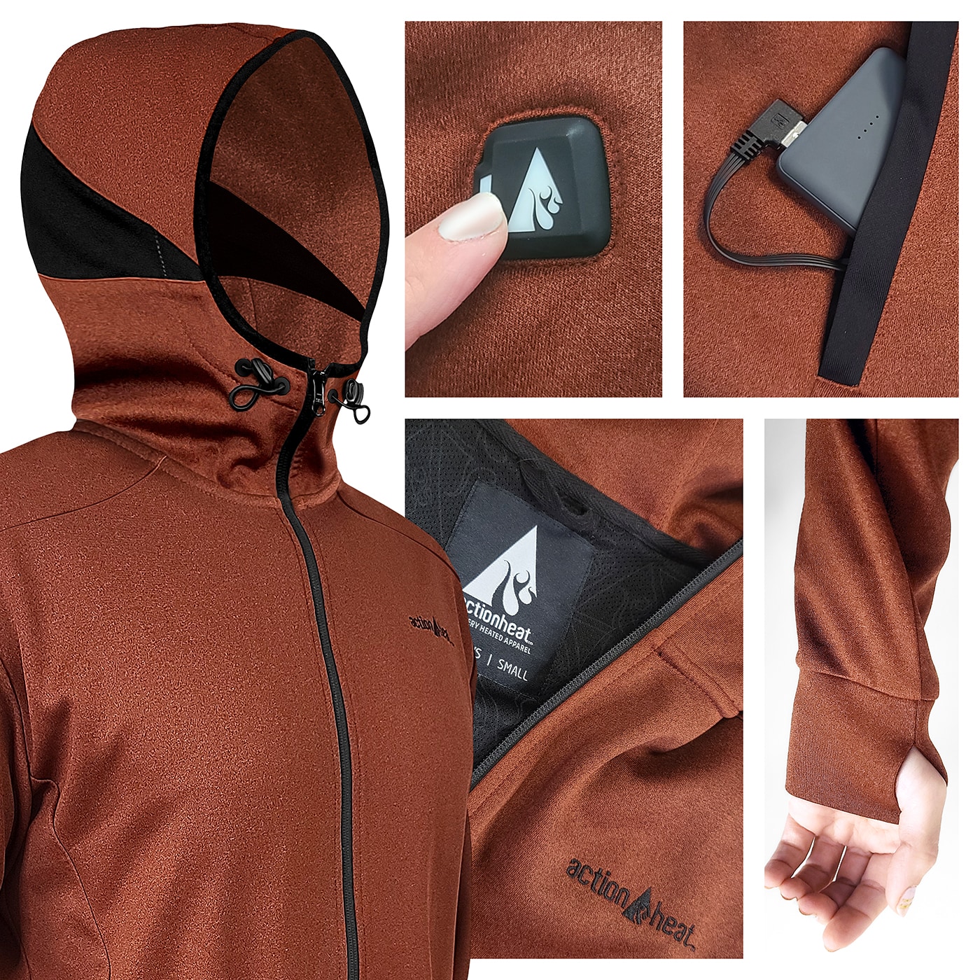 Chamarra calefactora con capucha ligera Picante para hombre de ActionHeat (2XL) con batería incluida AH-SHDY-5V-M-P-XXL