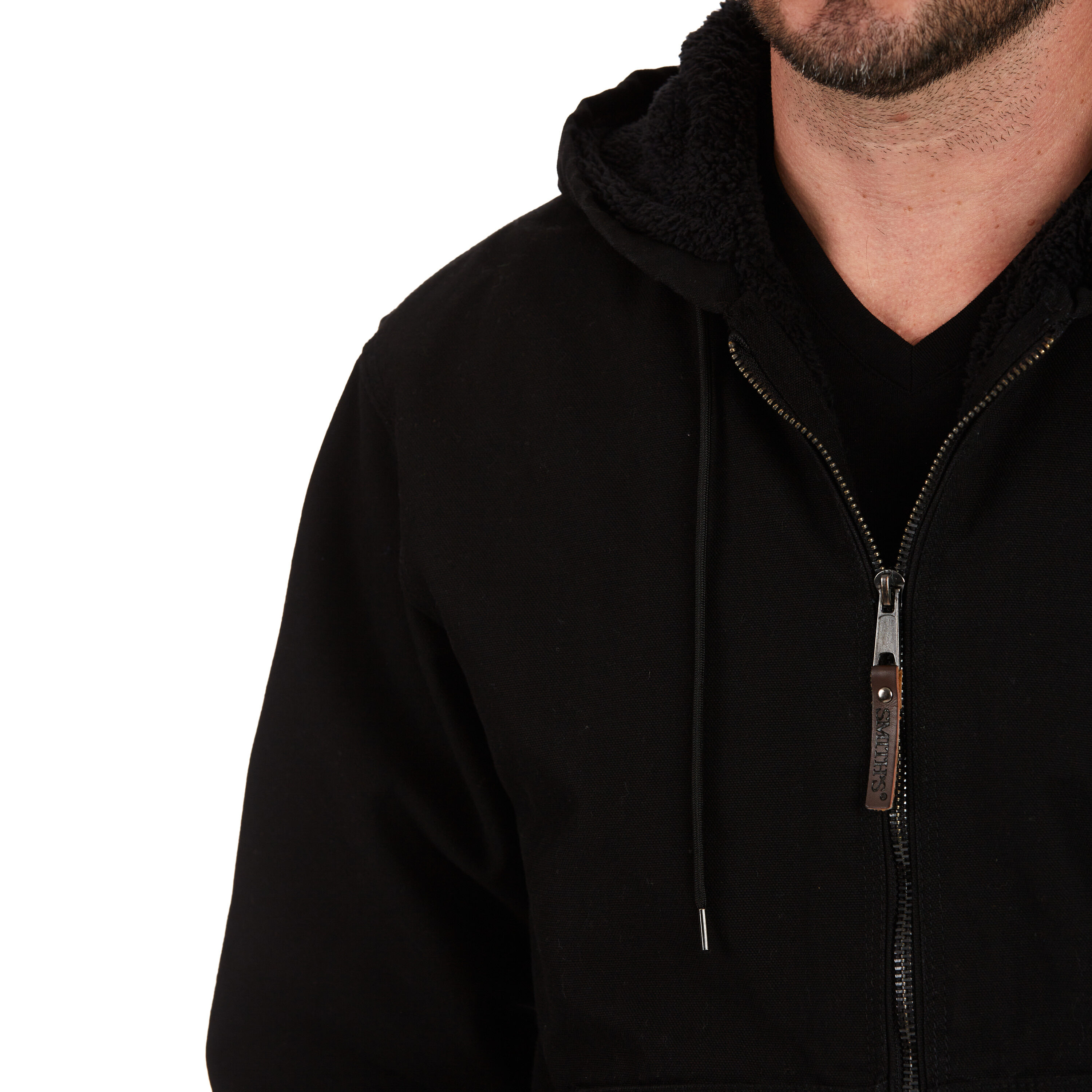 Chamarra de Trabajo con Capucha de Lona Pesada Negra para Hombre de Smith's Workwear (Extra Grande) S5108-BLK-XL