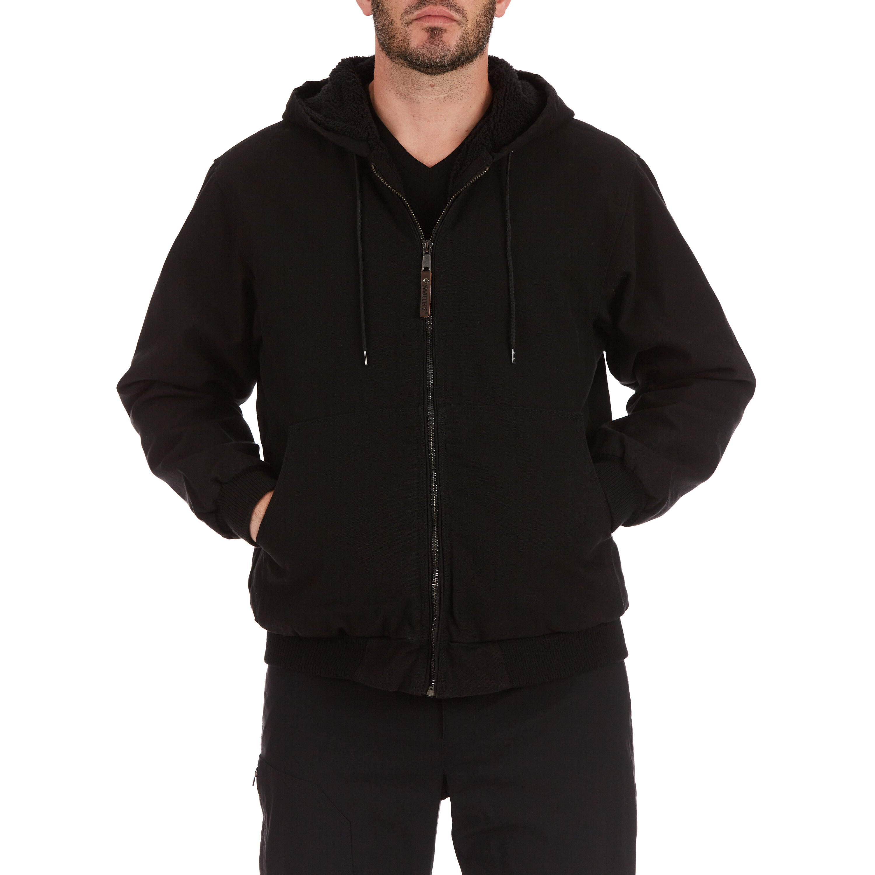 Chamarra de Trabajo con Capucha de Lona Pesada Negra para Hombre de Smith's Workwear (Extra Grande) S5108-BLK-XL